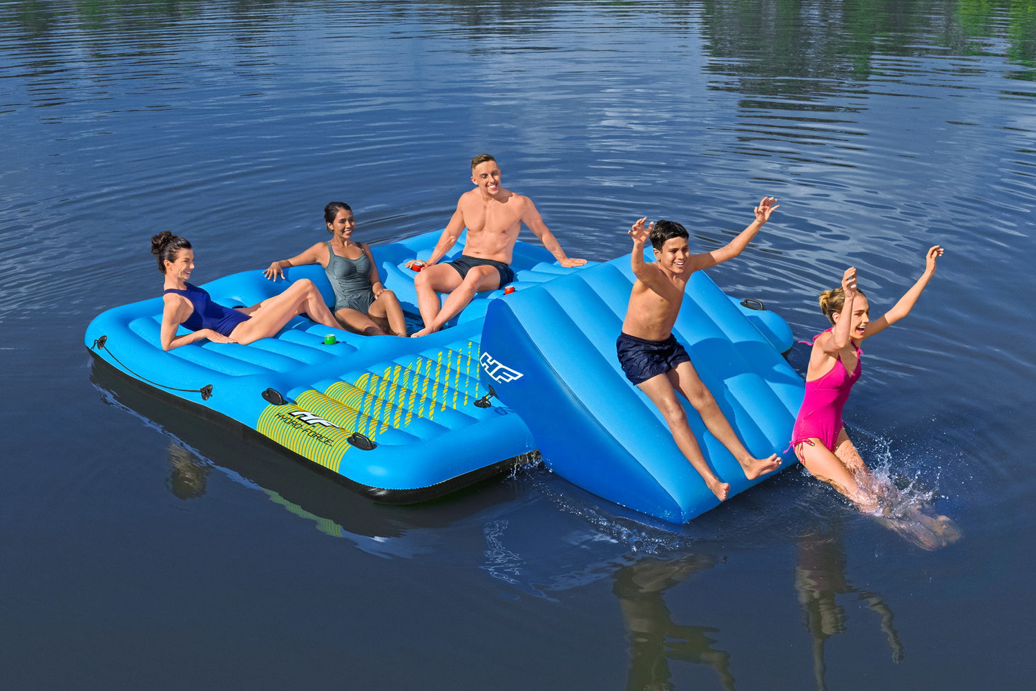 Badeinsel Summer Slide mit Wasserrutsche 376 x 311 cm 43728_24