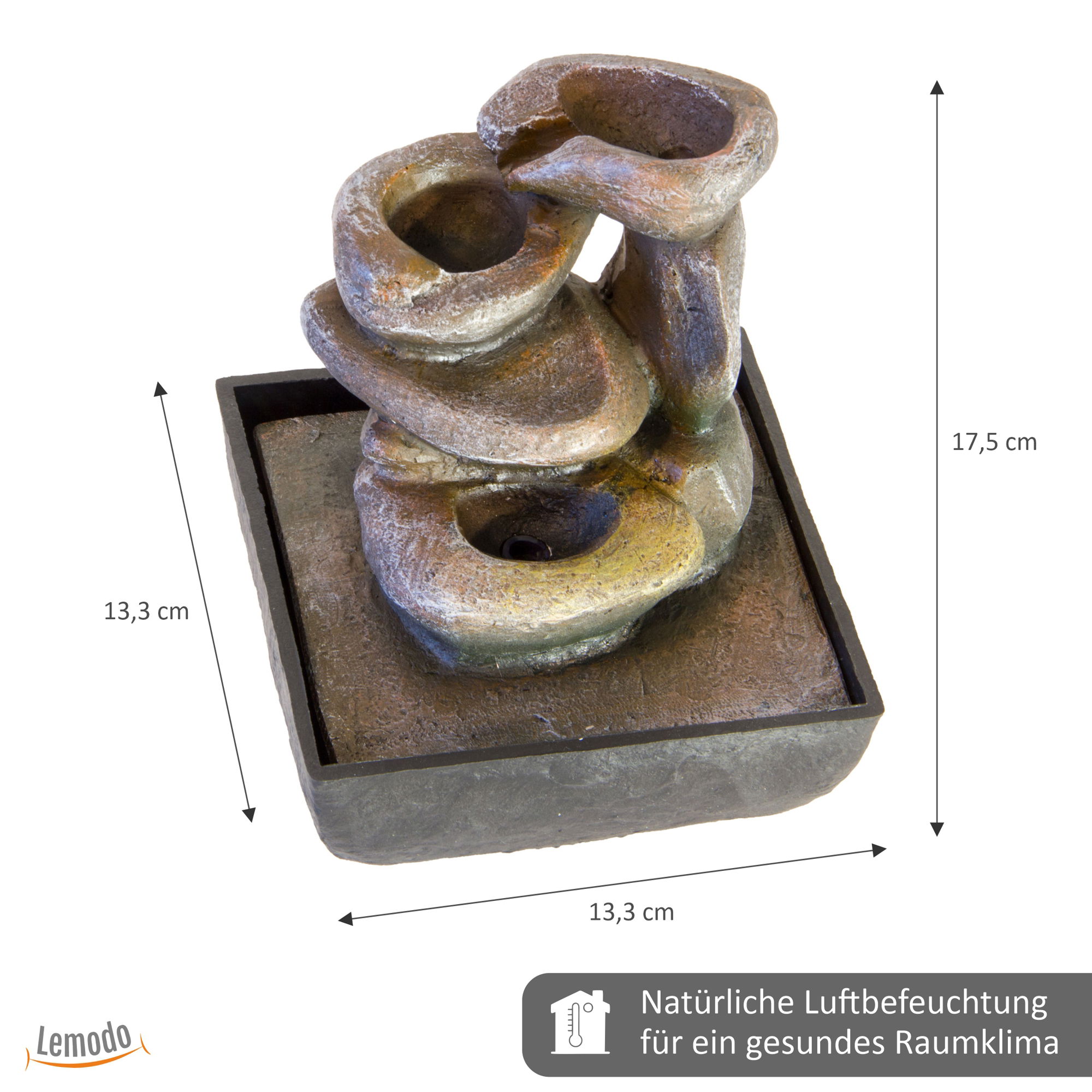 Zimmerbrunnen in Steinturm-Form, Dekobrunnen mit LED-Beleuchtung, Zierbrunnen für die Wohnung NA137 Zimmerbrunnen in Steinturm-Form, Dekobrunnen mit LED-Beleuchtung, Zierbrunnen für die Wohnung NA137