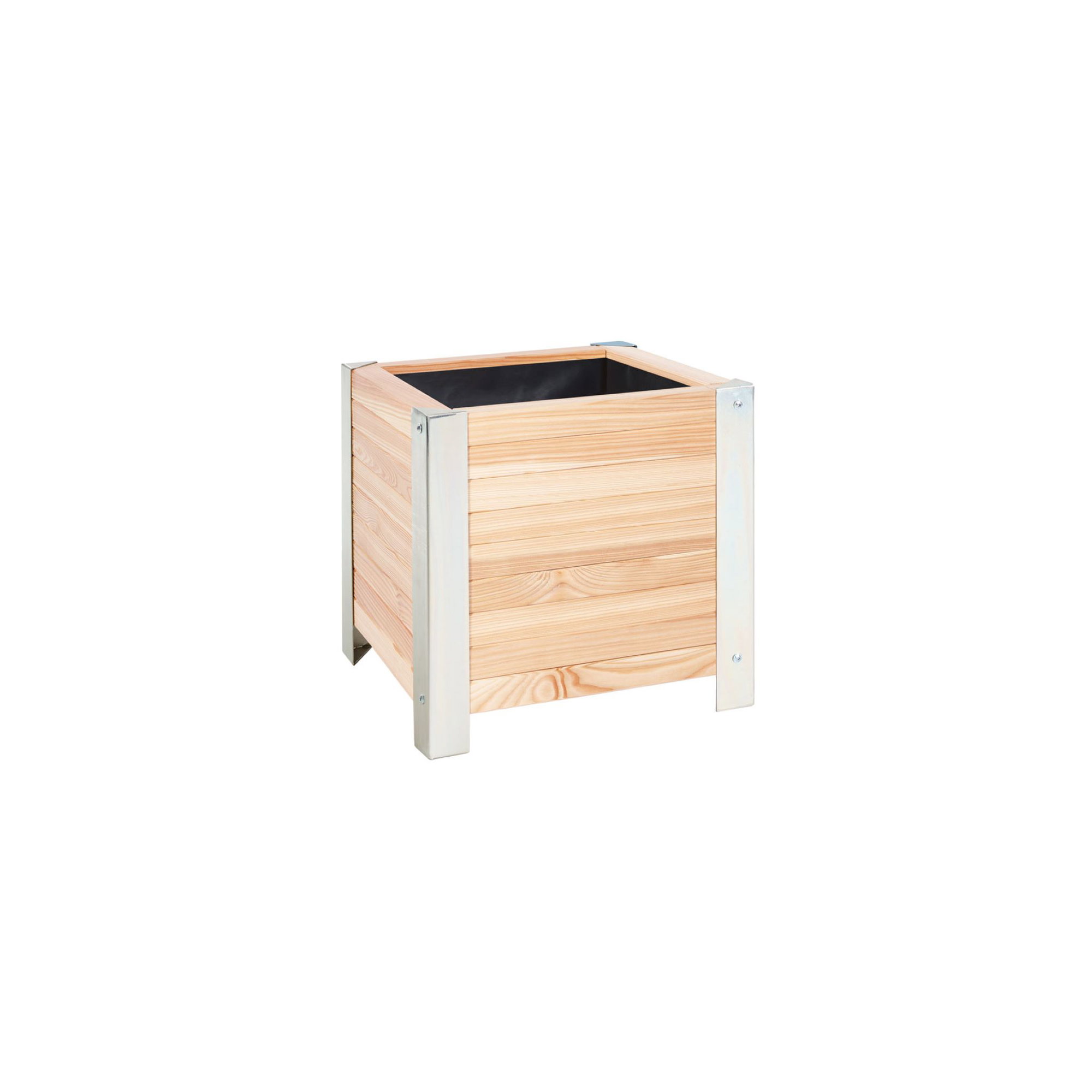 Pflanzkübel Lärchenholz 40x40 cm mit Metallrahmen wetterfest