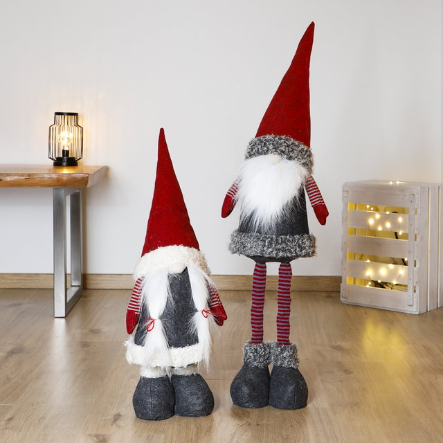 Weihnachtswichtel mit Teleskopbeinene Frau und Mann, Wichtel 2er Set