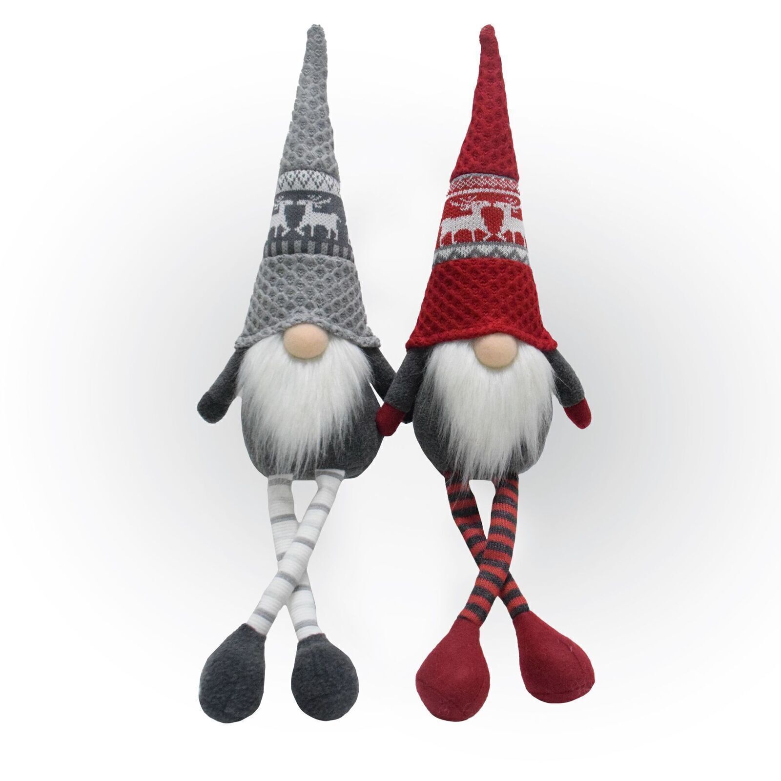 Wichtel 2er Set, Weihnachtswichtel als Kantenhocker, Gnome mit Strickmützen HL023