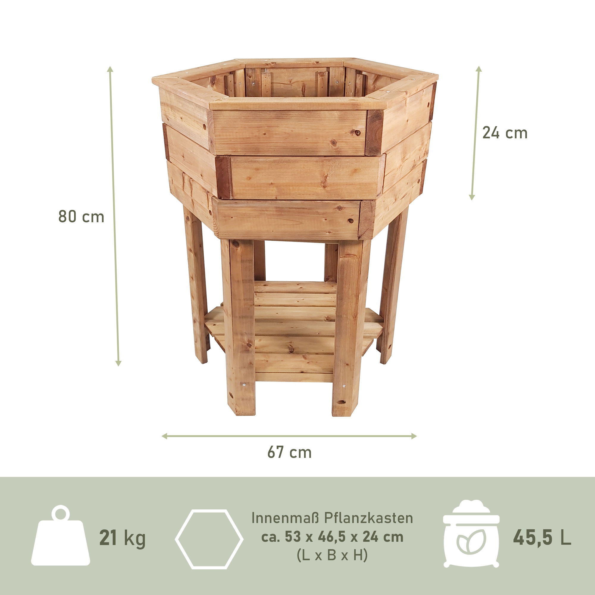 Pflanzkasten aus Holz 6eckig, 80 cm hoch, Blumenkübel mit Füßen, Pflanzgefäß NA115_B Pflanzkasten aus Holz 6eckig, 80 cm hoch, Blumenkübel mit Füßen, Pflanzgefäß NA115_B