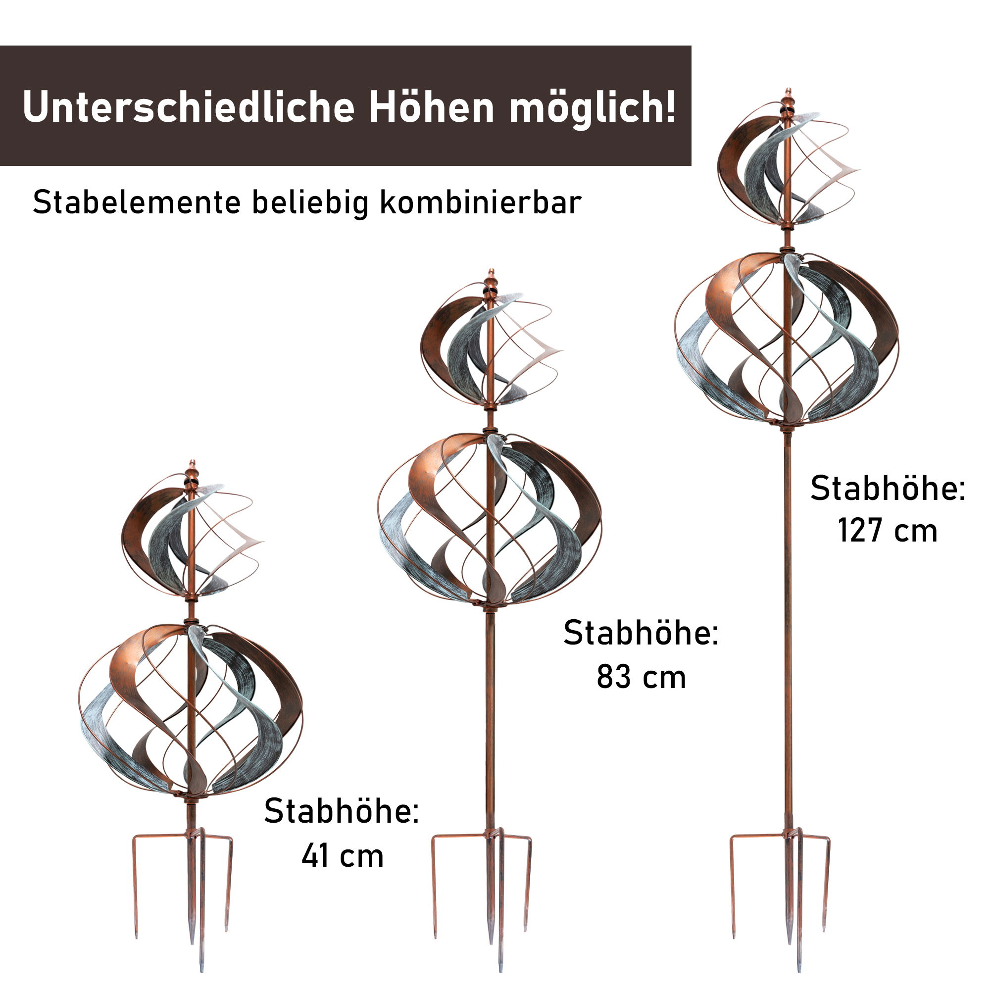 Windrad “Tulip” mit 2 gegenläufigen Rotoren, Gartendeko, 213 cm hoch NA187