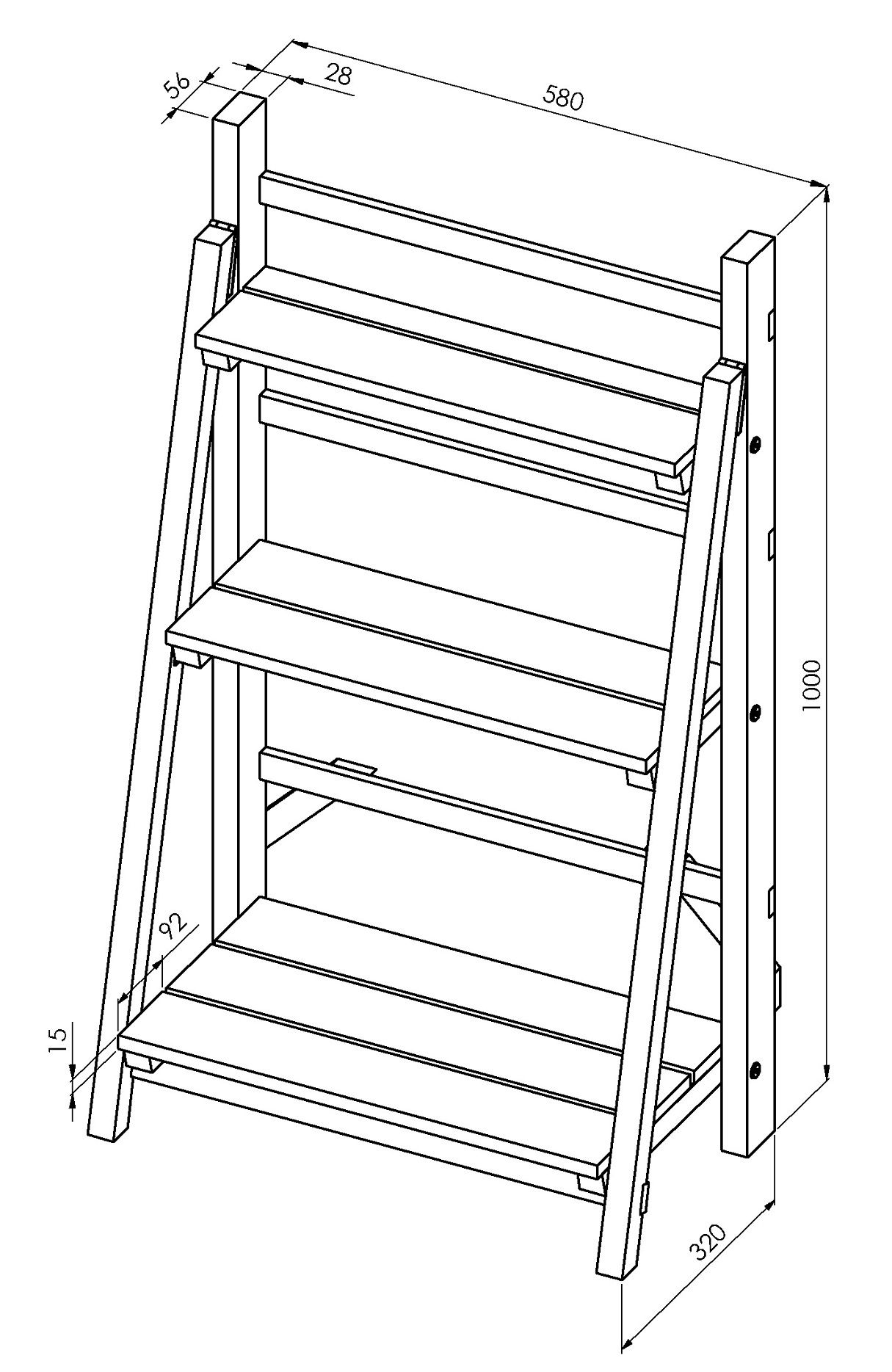 Regal aus Holz, klappbar, Pflanztreppe, Balkonregal NA051_R