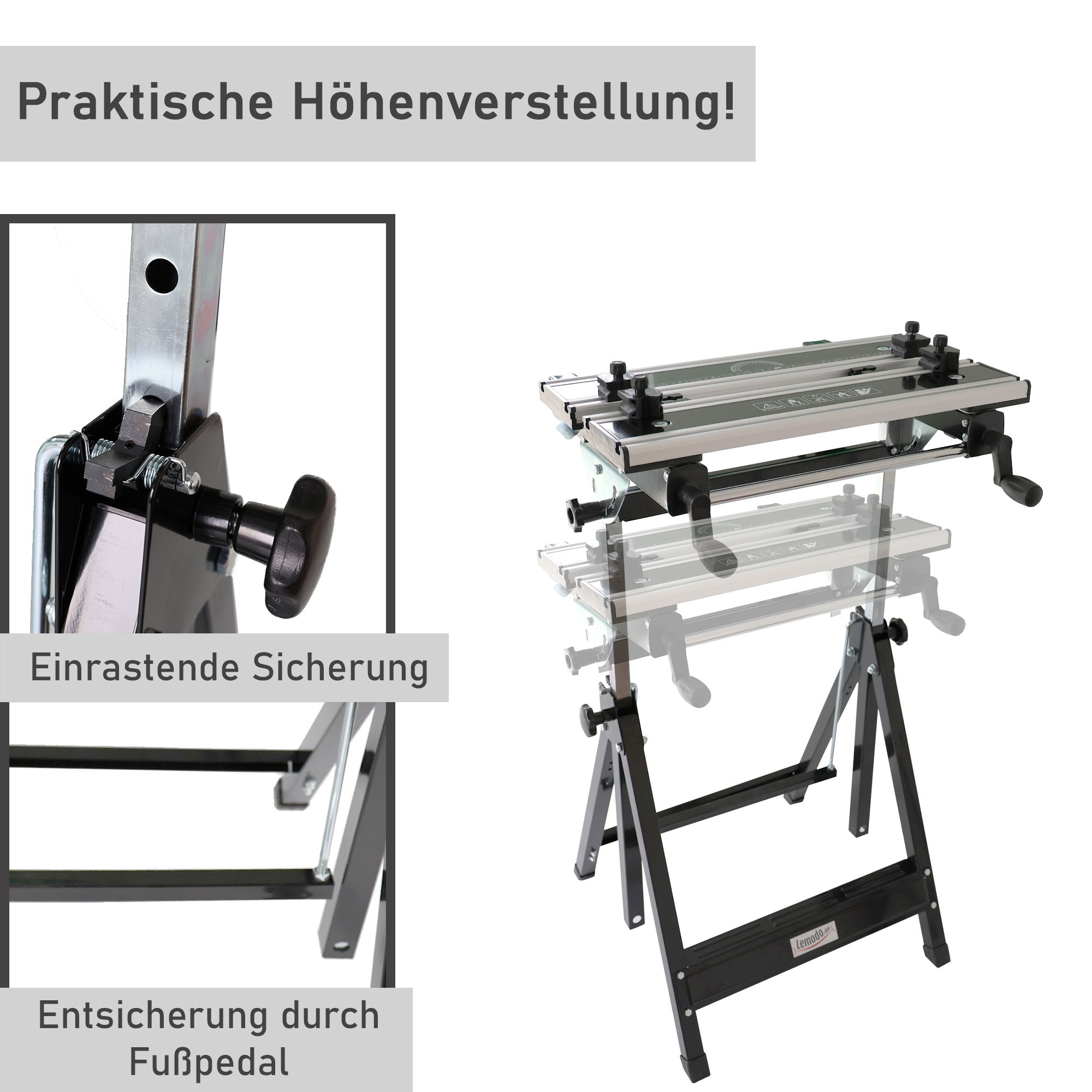 Profi Werkbank, Metall, klappbar, verstellbare Höhe und Neigung YT010