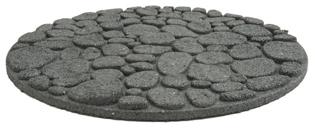Trittstein Flussstein grau, rund aus recyceltem Gummi für Garten Trittstein Flussstein grau, rund aus recyceltem Gummi für Garten