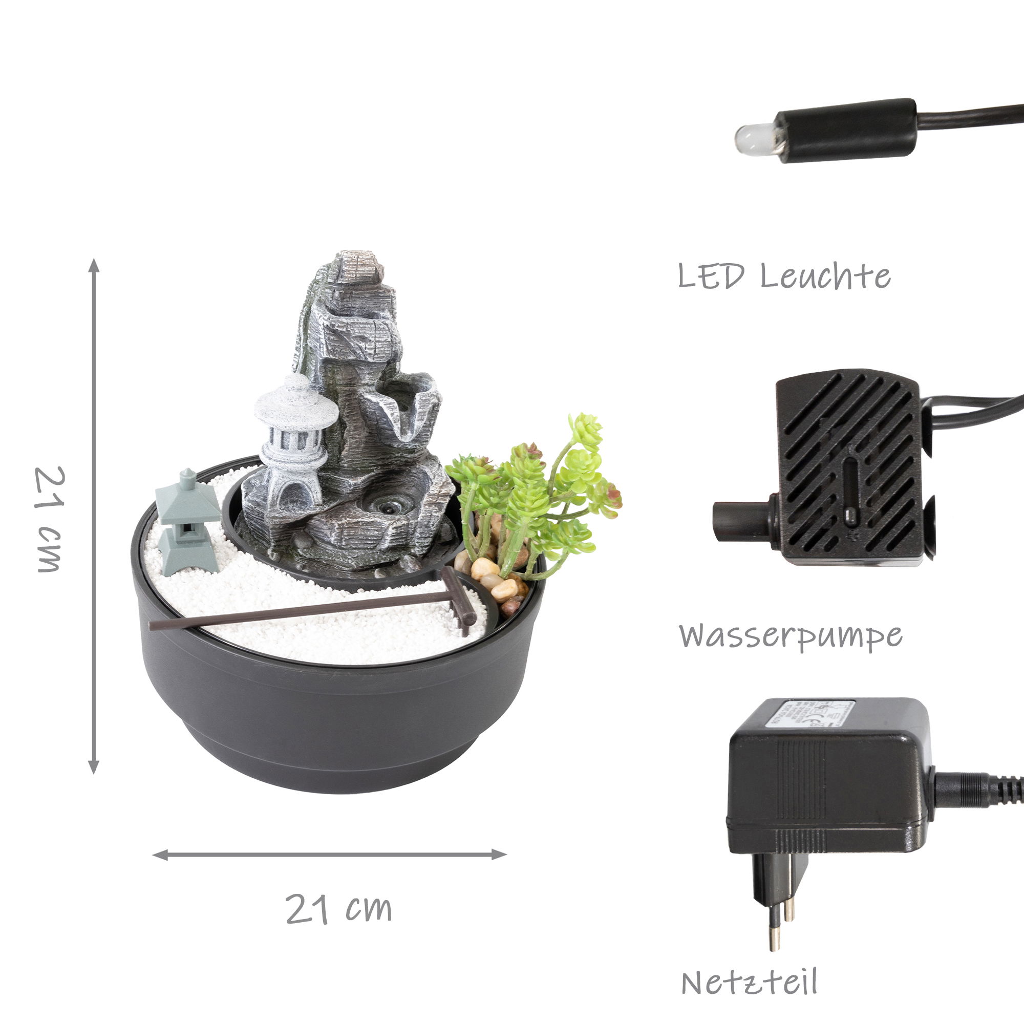 Zimmerbrunnen mit LED-Beleuchtung, Dekobrunnen “Laterne” für die Wohnung NA195