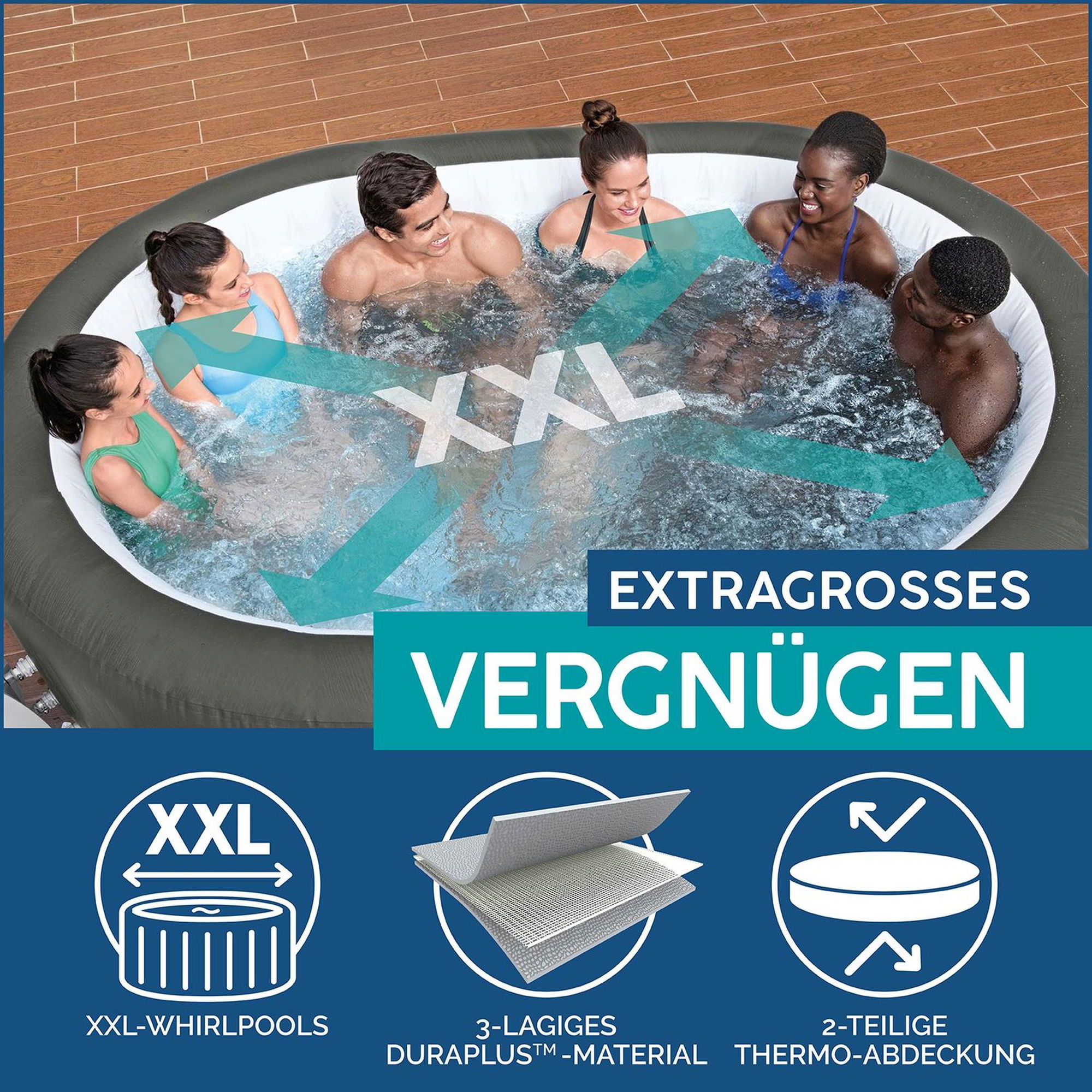 LAY-Z-SPA Mauritius AirJet XXL-Whirlpool für 7 Personen