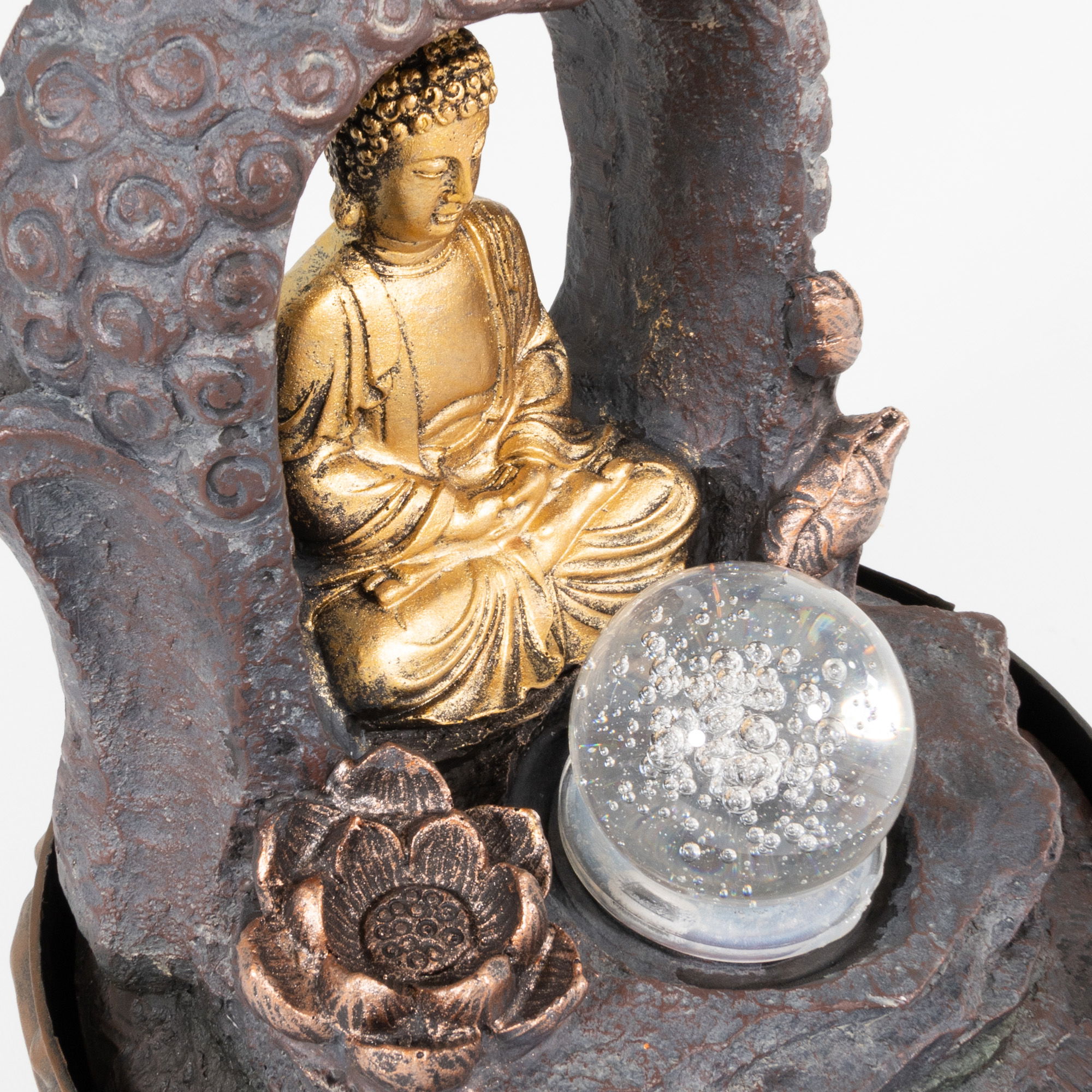 Zimmerbrunnen mit LED-Beleuchtung, Dekobrunnen “Buddha mit Lotusblüte” für die Wohnung NA090 Zimmerbrunnen mit LED-Beleuchtung, Dekobrunnen “Buddha mit Lotusblüte” für die Wohnung NA090