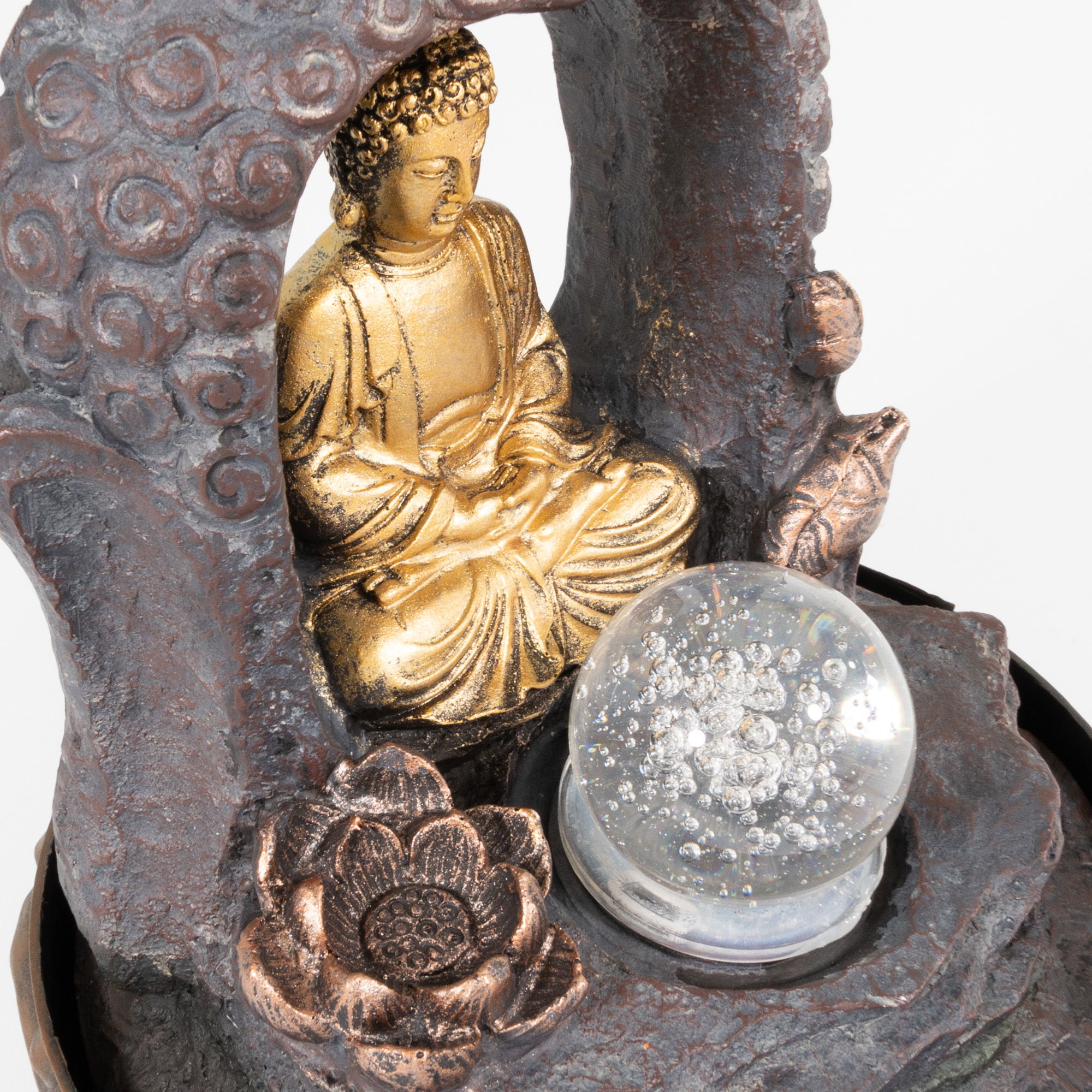 Zimmerbrunnen mit LED-Beleuchtung, Dekobrunnen “Buddha mit Lotusblüte” für die Wohnung NA090