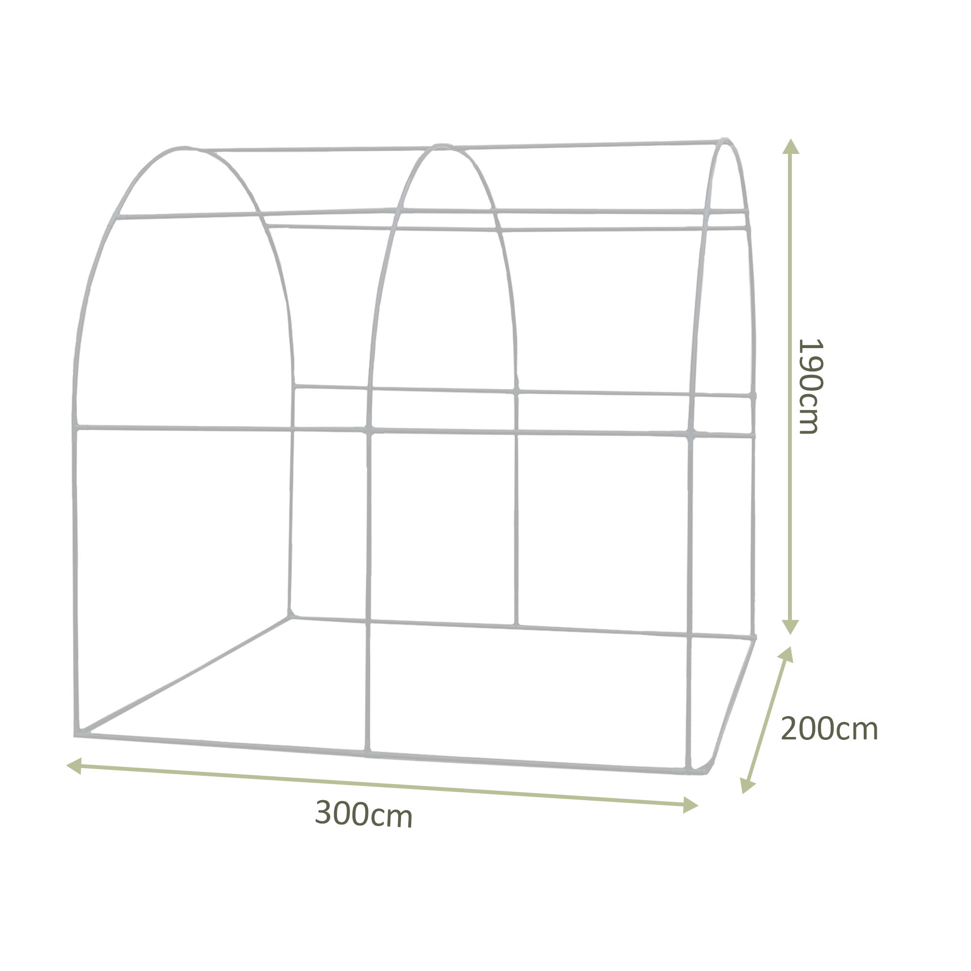 Robustes Foliengewächshaus mit 2 Fenstern, Gewächshaus 300 x 200 cm, 200 cm hoch NA207