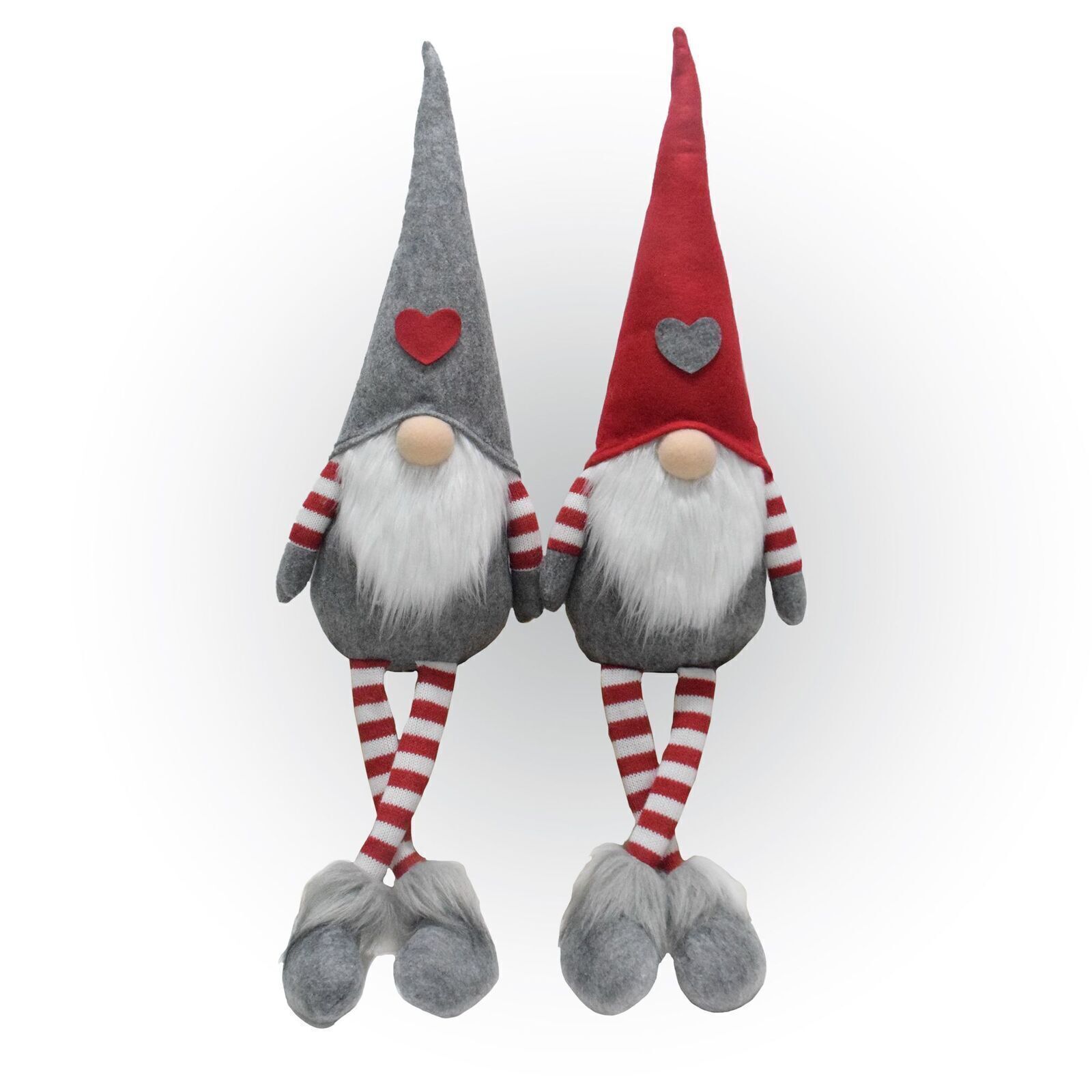 Wichtel 2er Set, Weihnachtswichtel als Kantenhocker, Gnome mit Herzchen-Mütze HL019