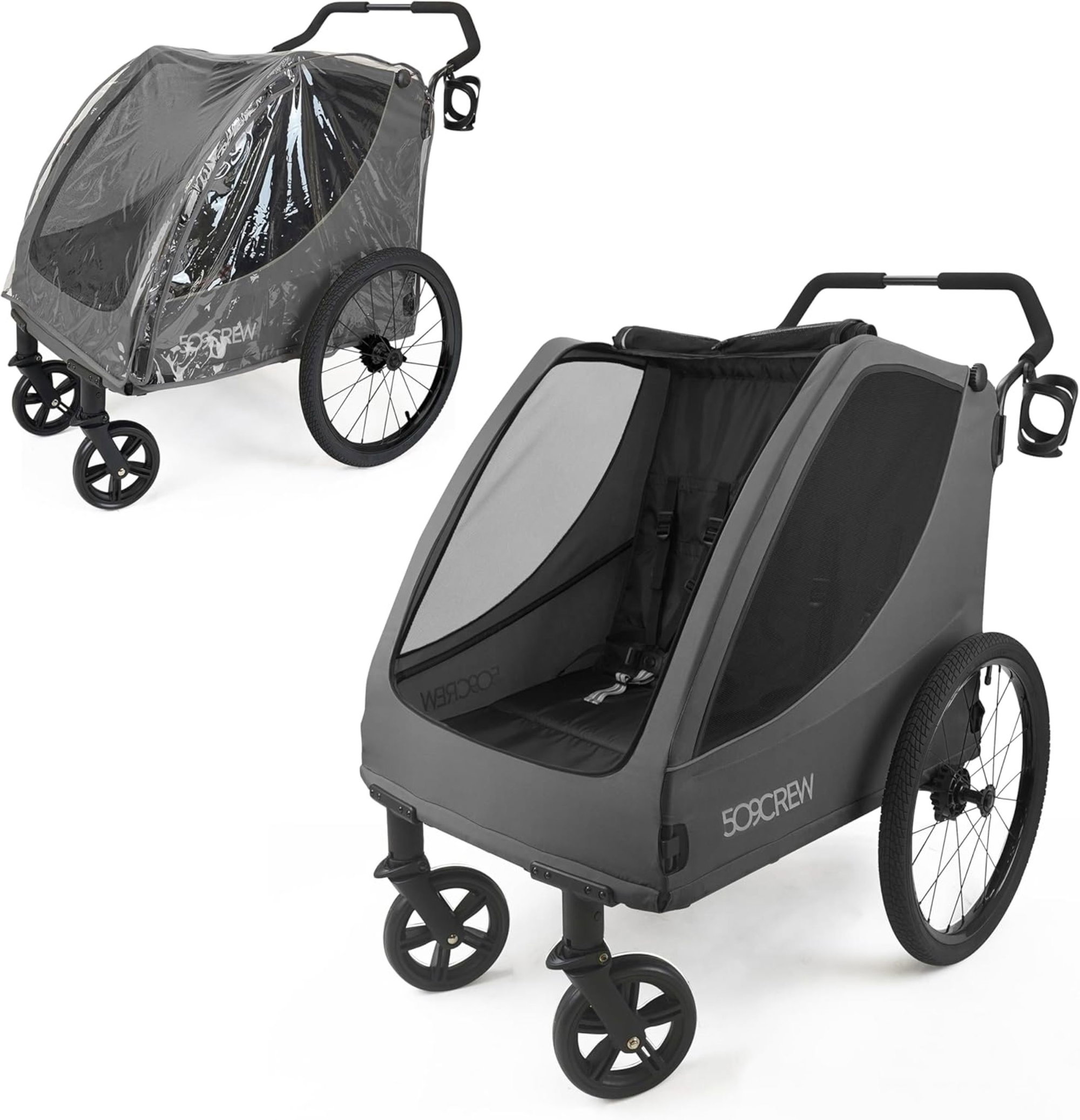 Bollerwagen Kinder 509 Trekker II für 2 Kinder in Grau robust
