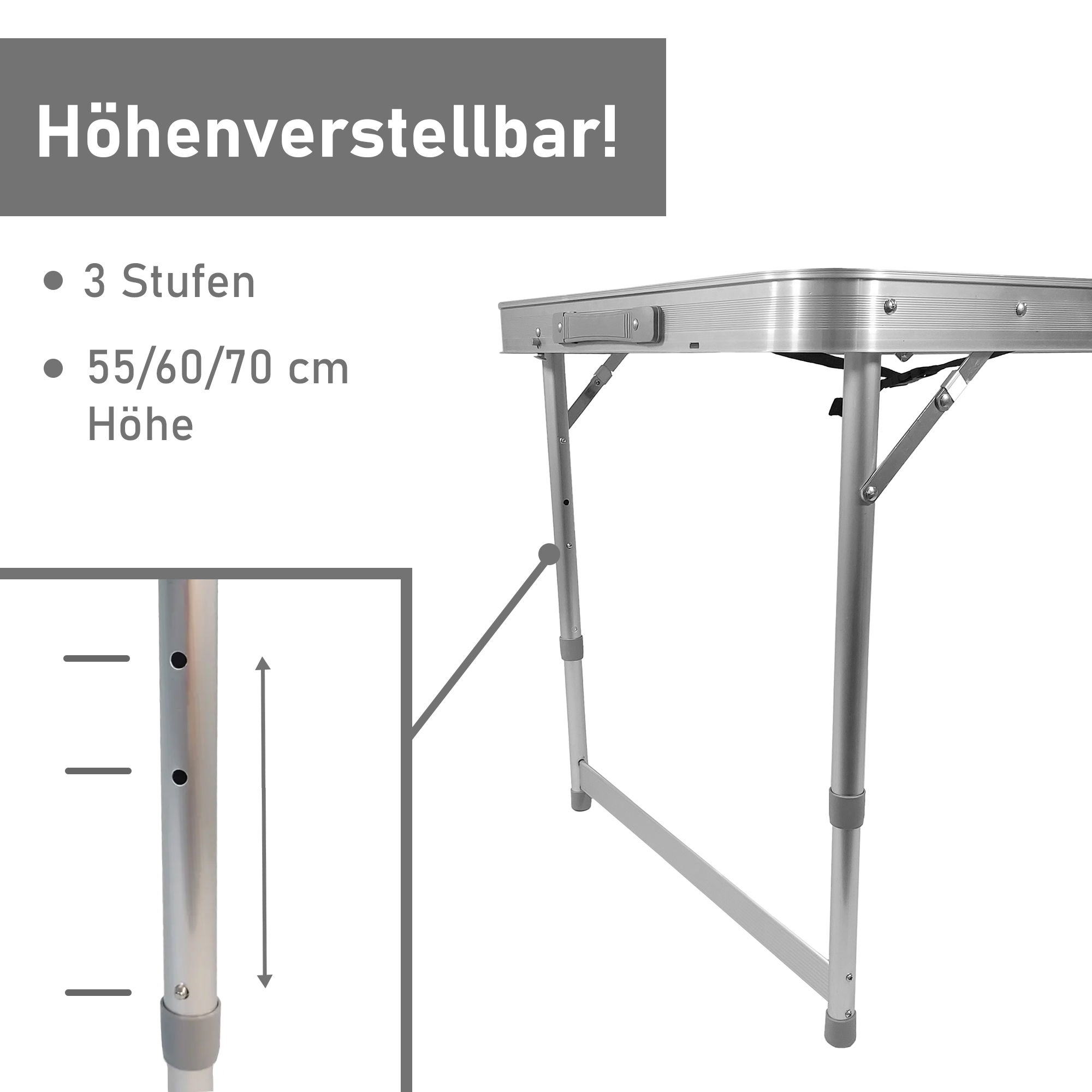 Campingtisch Set 5-teilig, Klapptisch mit 4 Camping Hocker WT009