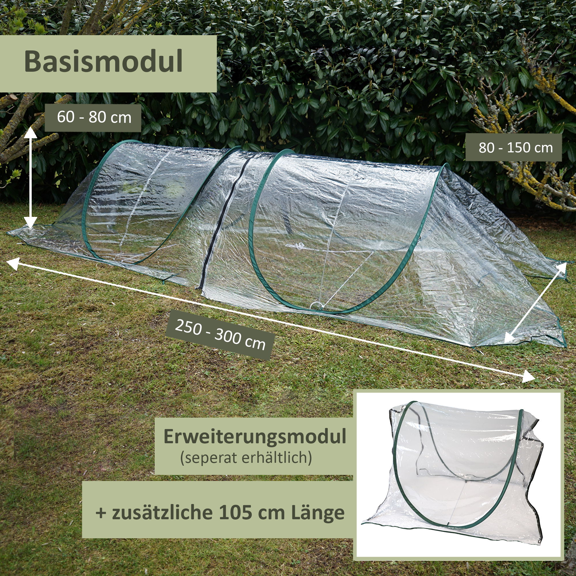 Folientunnel aus transparenter PVC-Folie, modular erweiterbarer Pflanztunnel NA171 Folientunnel aus transparenter PVC-Folie, modular erweiterbarer Pflanztunnel NA171