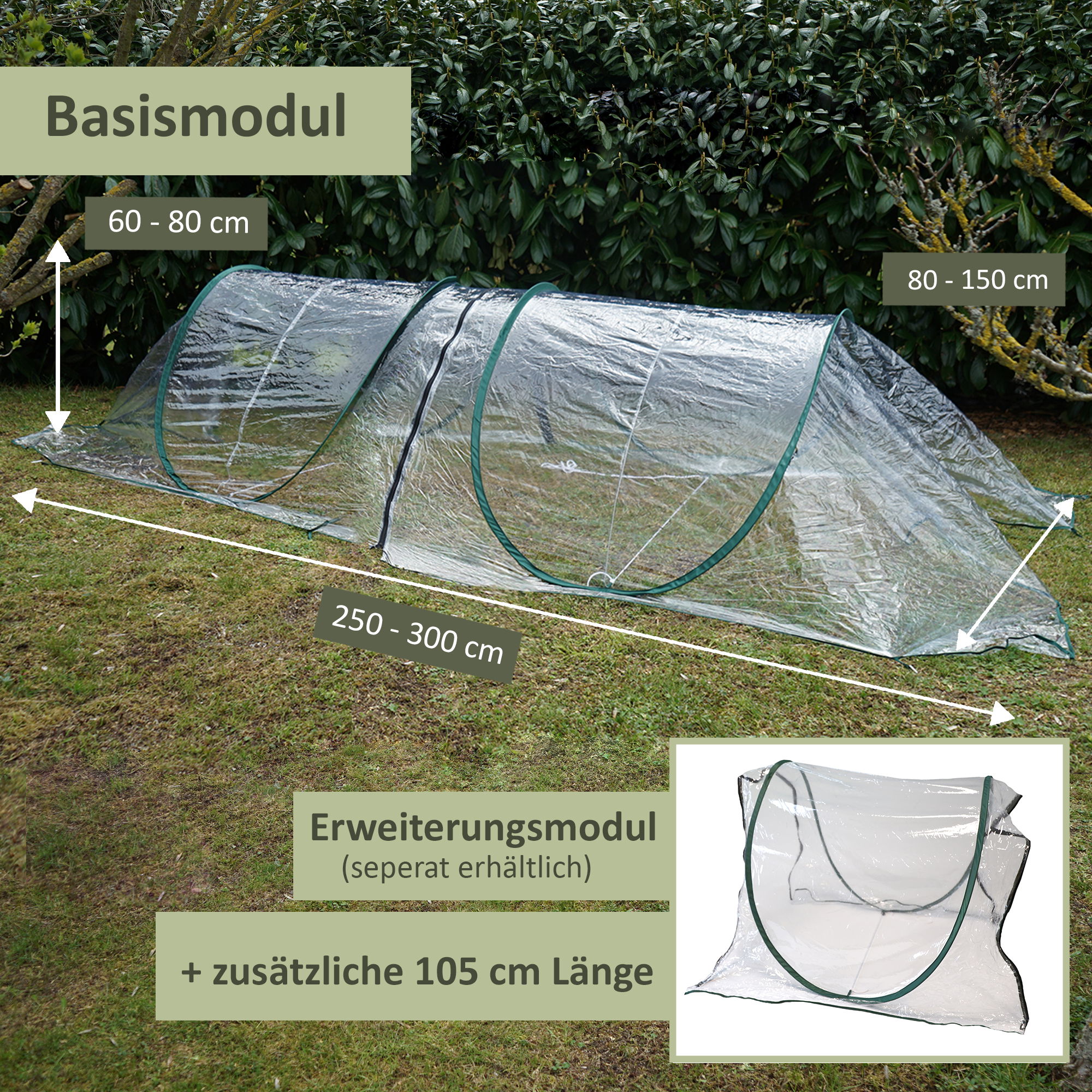 Folientunnel aus transparenter PVC-Folie, modular erweiterbarer Pflanztunnel NA171