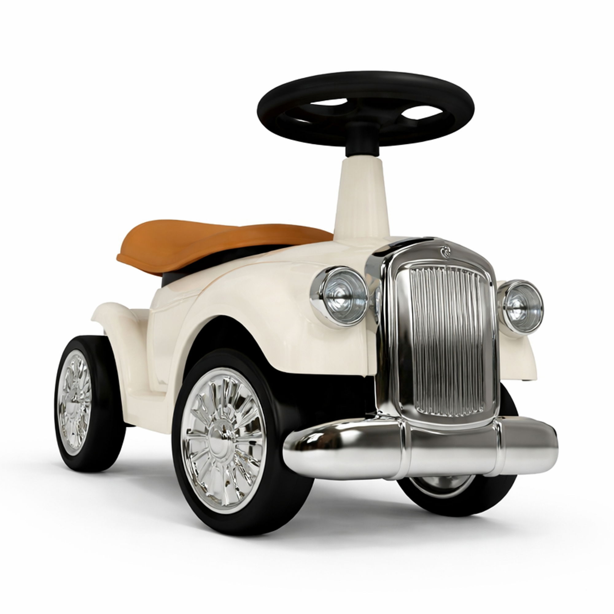 Rutschauto ab 1 Jahr, Kinderauto im Retrodesign, Kinderfahrzeug mit Hupe, weiß