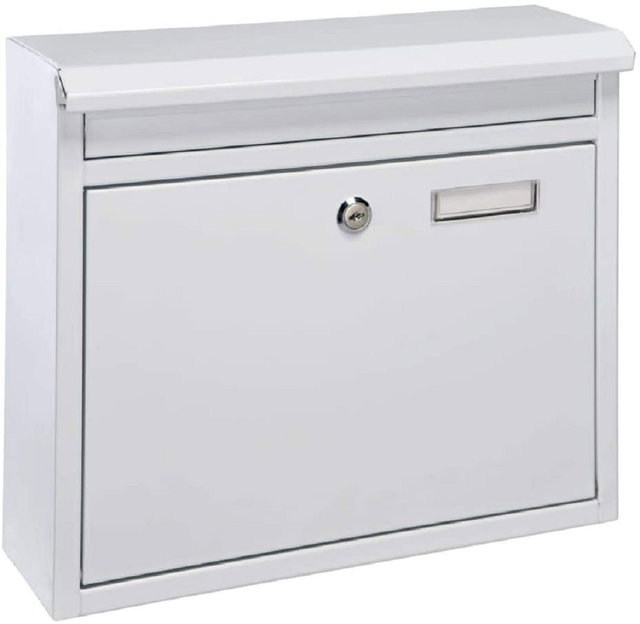 Briefkasten aus Metall, weiß, Postkasten HH-60602