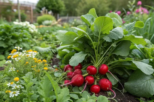 hochbeet-bepflanzen-maerz hochbeet mit kräutern und radieschen