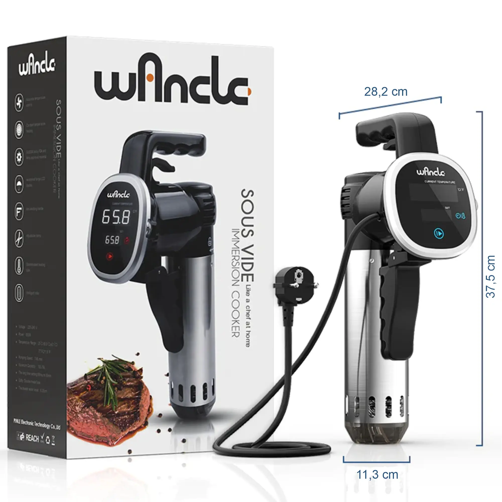 Wancle Sous Vide Garer Stick, 850W, Touchscreen, Display, Temperaturbereich 25 bis 99 Grad P00252