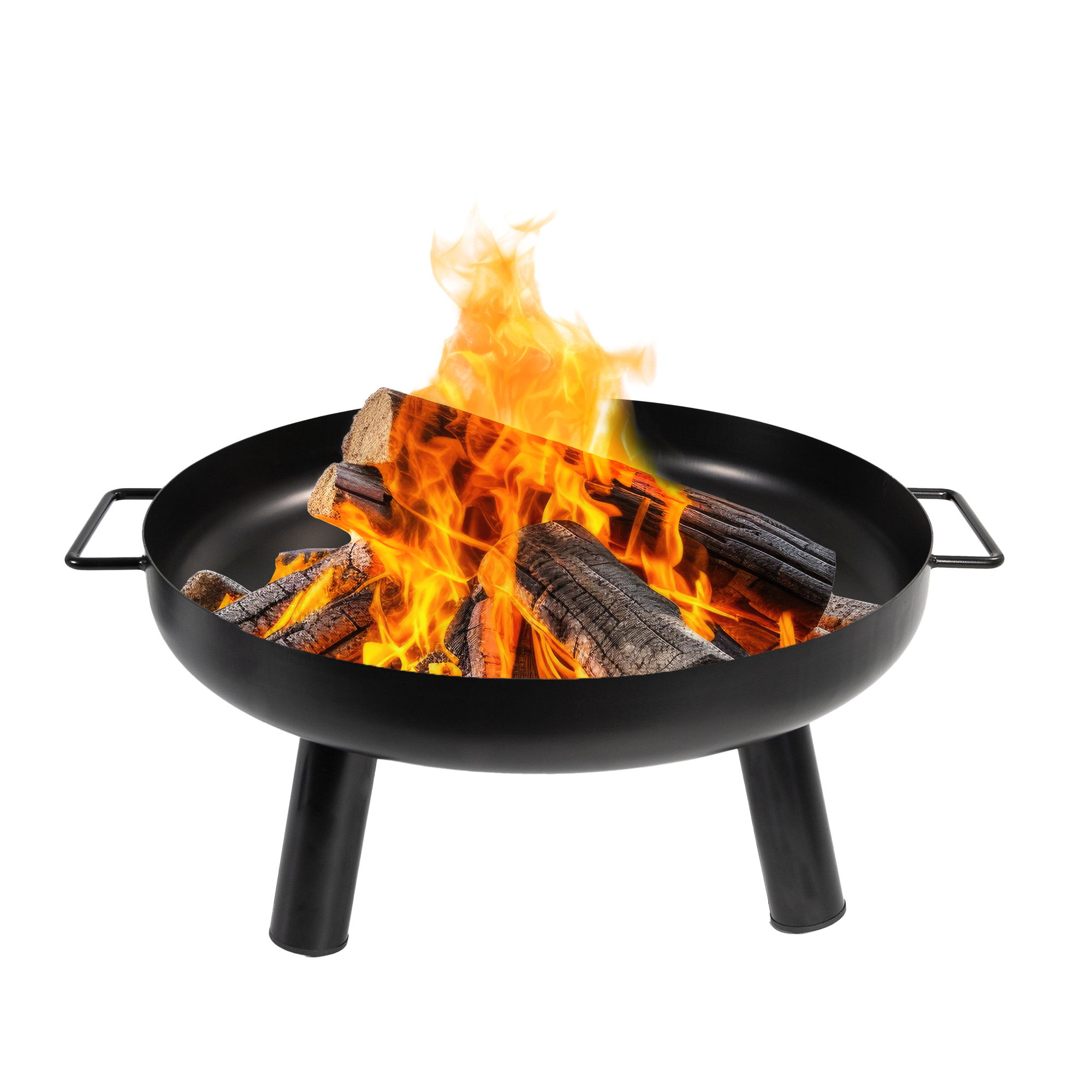 Feuerschale 80 cm, Feuerkorb schwarz für Terrasse, Garten oder Balkon