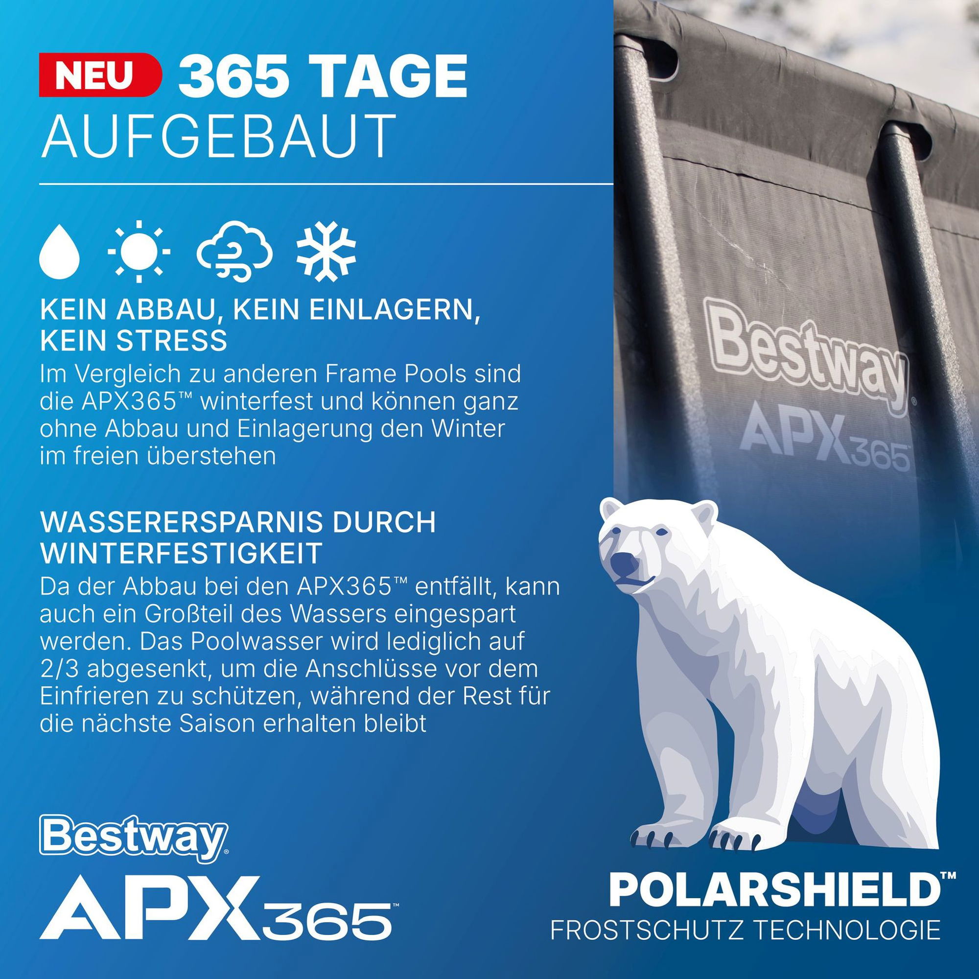 Bestway APX365 winterfestes Frame Pool Komplett-Set 549 x 274 x 132 cm