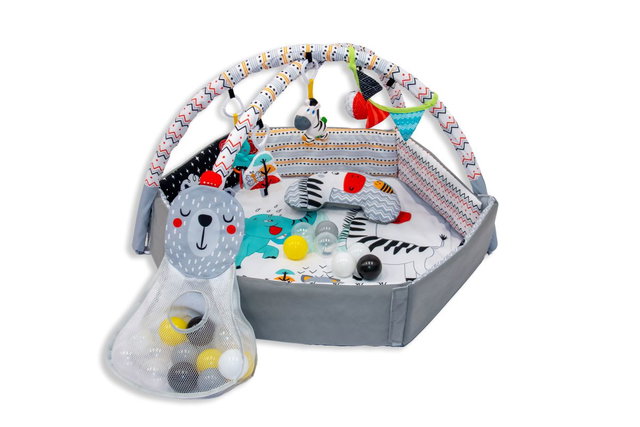 Spieldecke mit Zubehör, grau, Erlebnisdecke, Babymatte ab Geburt, Spielbogen Spieldecke mit Zubehör, grau, Erlebnisdecke, Babymatte ab Geburt, Spielbogen