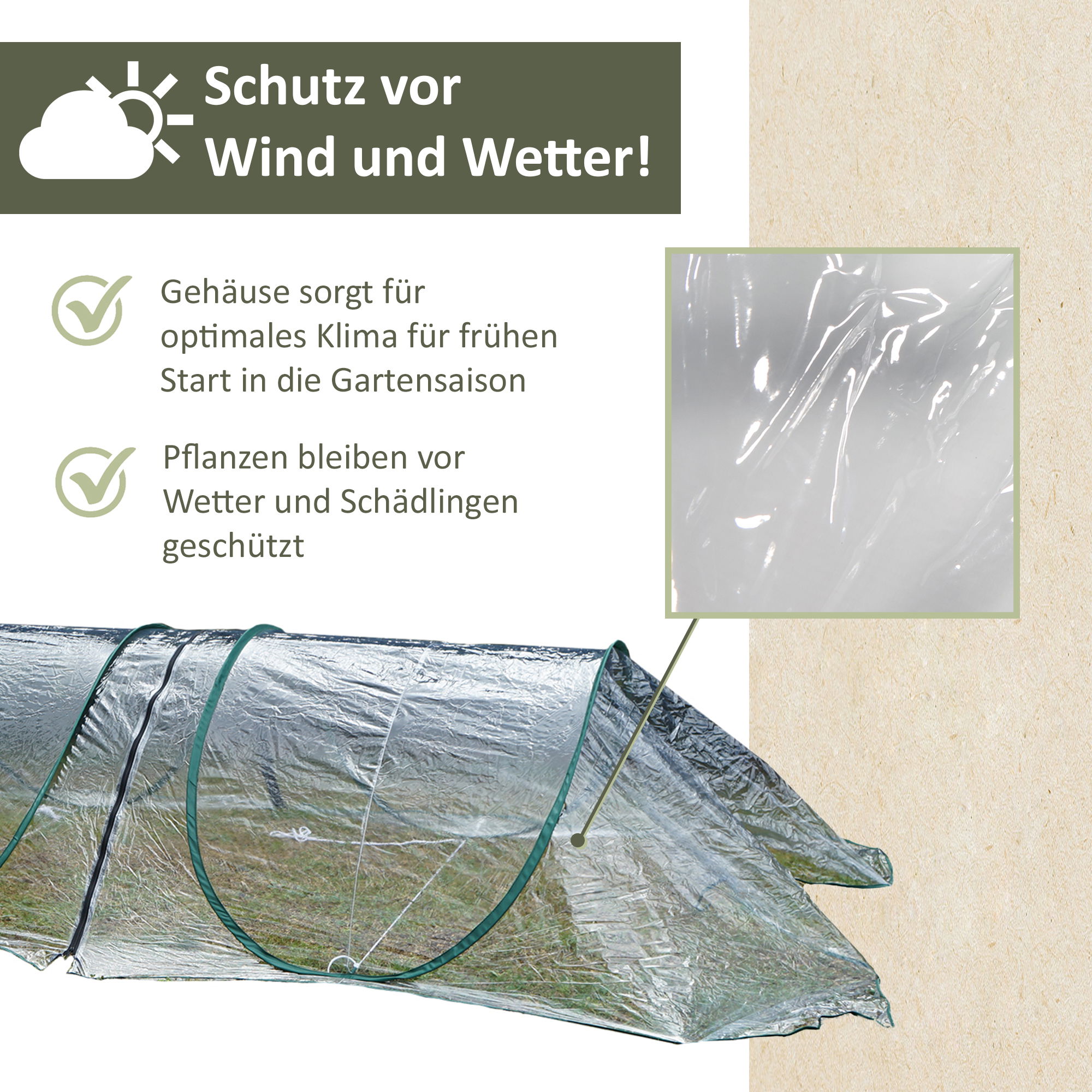 Folientunnel aus transparenter PVC-Folie, modular erweiterbarer Pflanztunnel NA171 Folientunnel aus transparenter PVC-Folie, modular erweiterbarer Pflanztunnel NA171