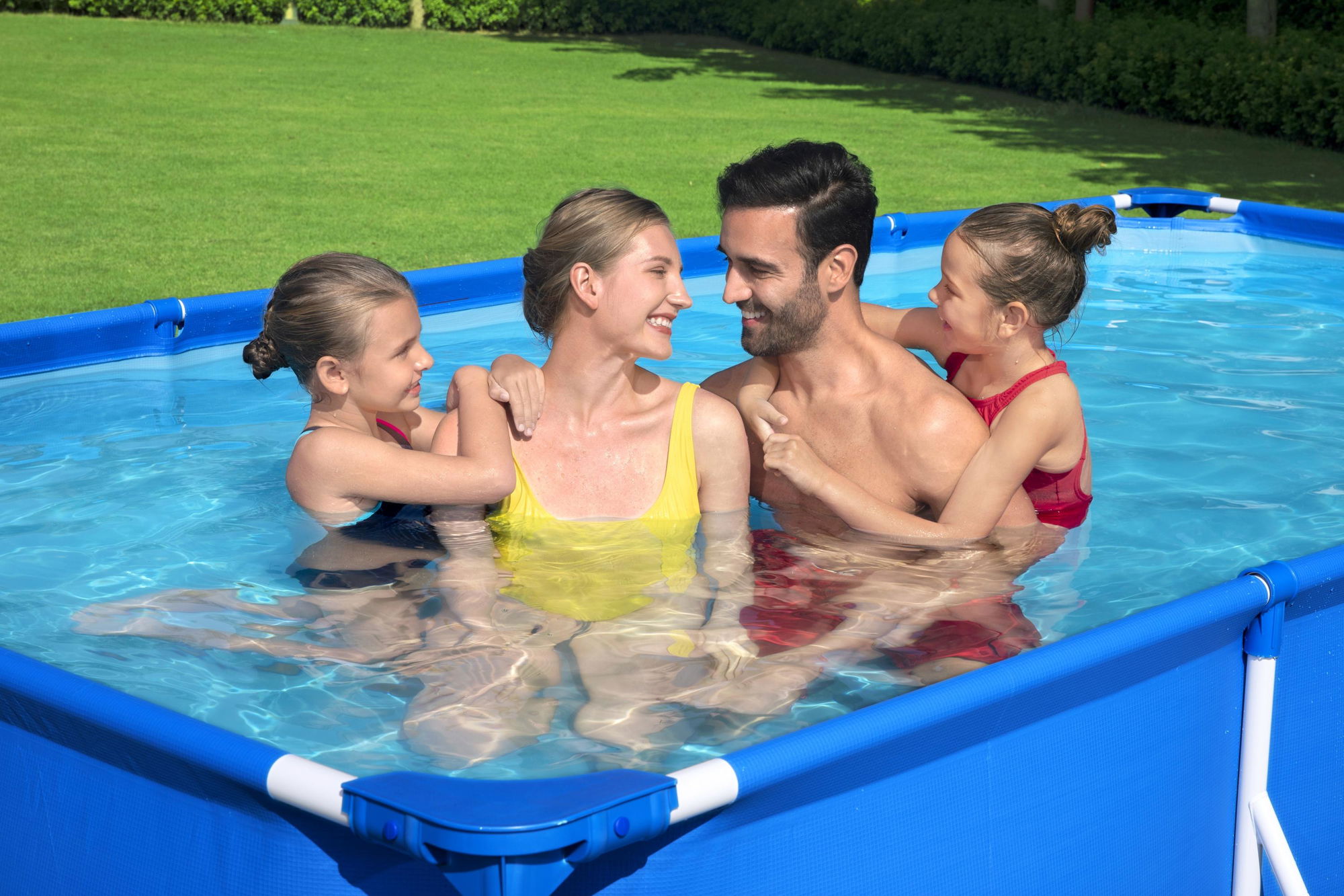 Bestway Steel Pro Frame Pool Set mit Poolpumpe 400 x 211 x 81 cm , dunkelblau, eckig SW:10011.2