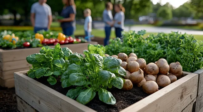 hochbeet-bepflanzen-april hochbeet mit kräutern und kartoffeln