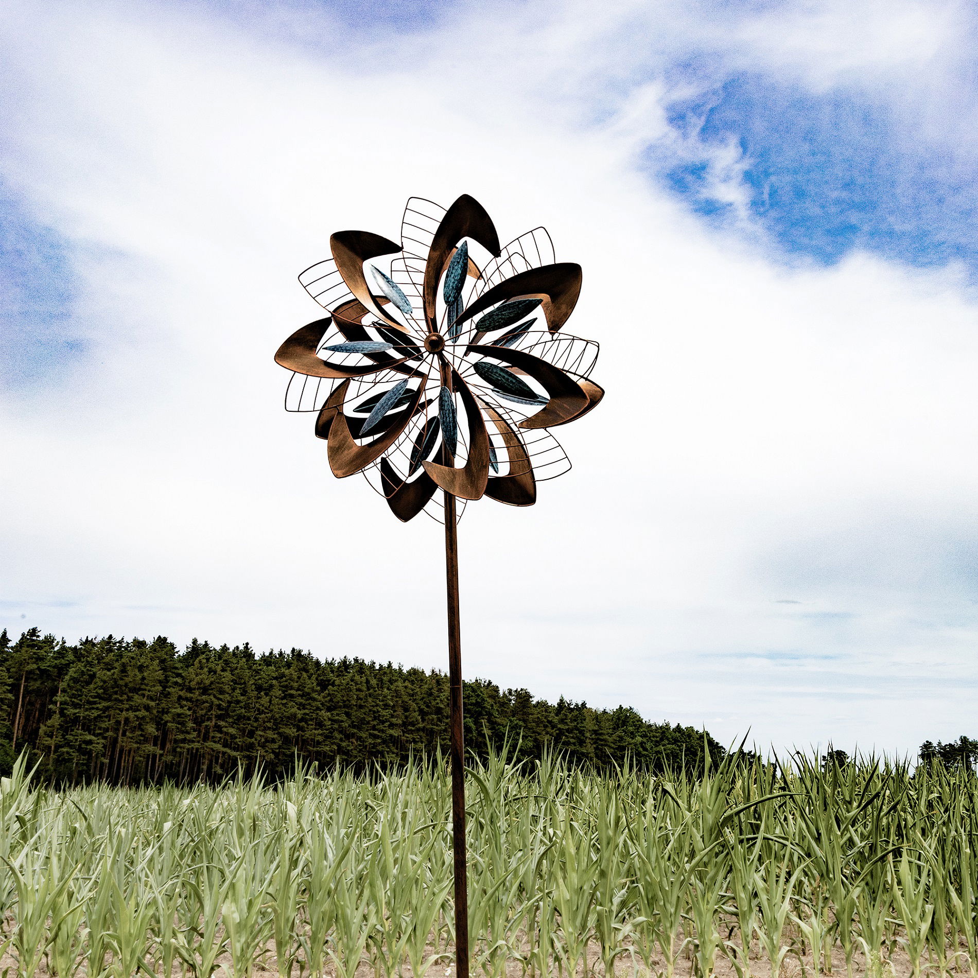 Windrad “Dandelion” mit 2 gegenläufigen Propellern, Gartendeko, 213 cm hoch NA185