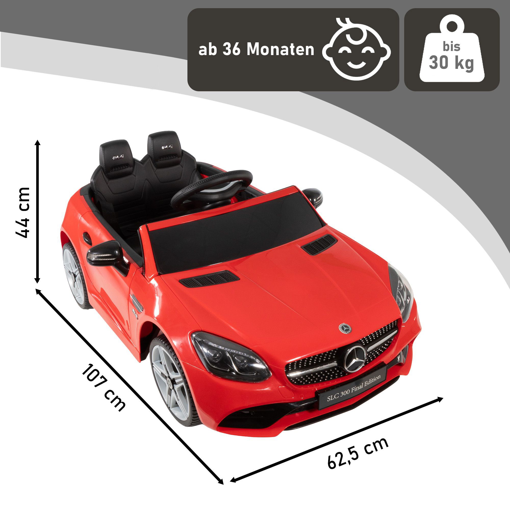 Kinder Elektroauto ab 3 Jahren in rot, Kinderauto mit vielen Funktionen und Fernbedienung PT012_R