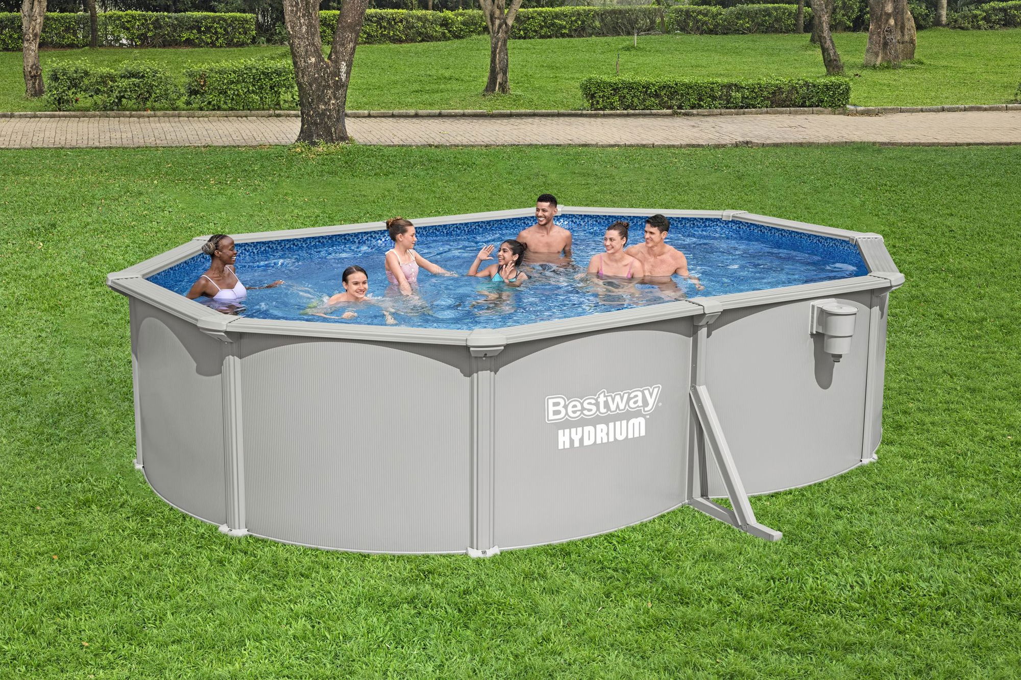 Bestway Hydrium Stahlwandpool Komplett-Set 500 x 366 x 122 cm
