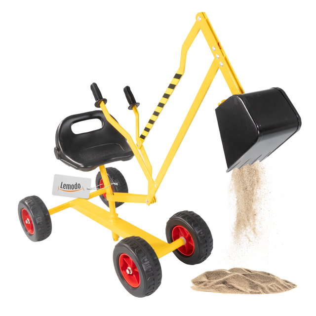 Sitzbagger aus Metall, Sandbagger mit 360º Drehung und Räder, Kinderbagger
