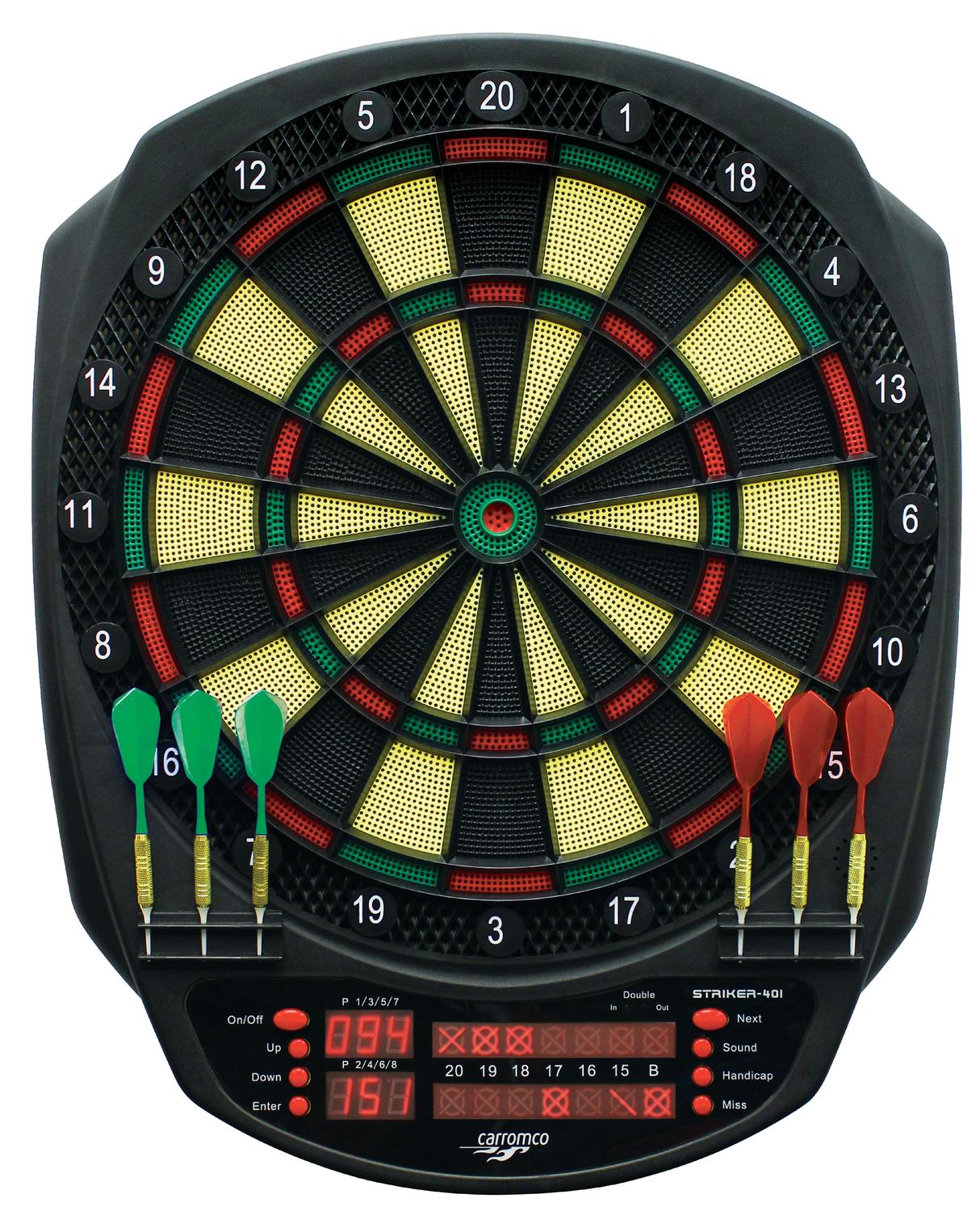Elektronisches Dartboard STRIKER-401, Mit Adapter, 3-Loch Abstand CC-92445 Elektronisches Dartboard STRIKER-401, Mit Adapter, 3-Loch Abstand CC-92445