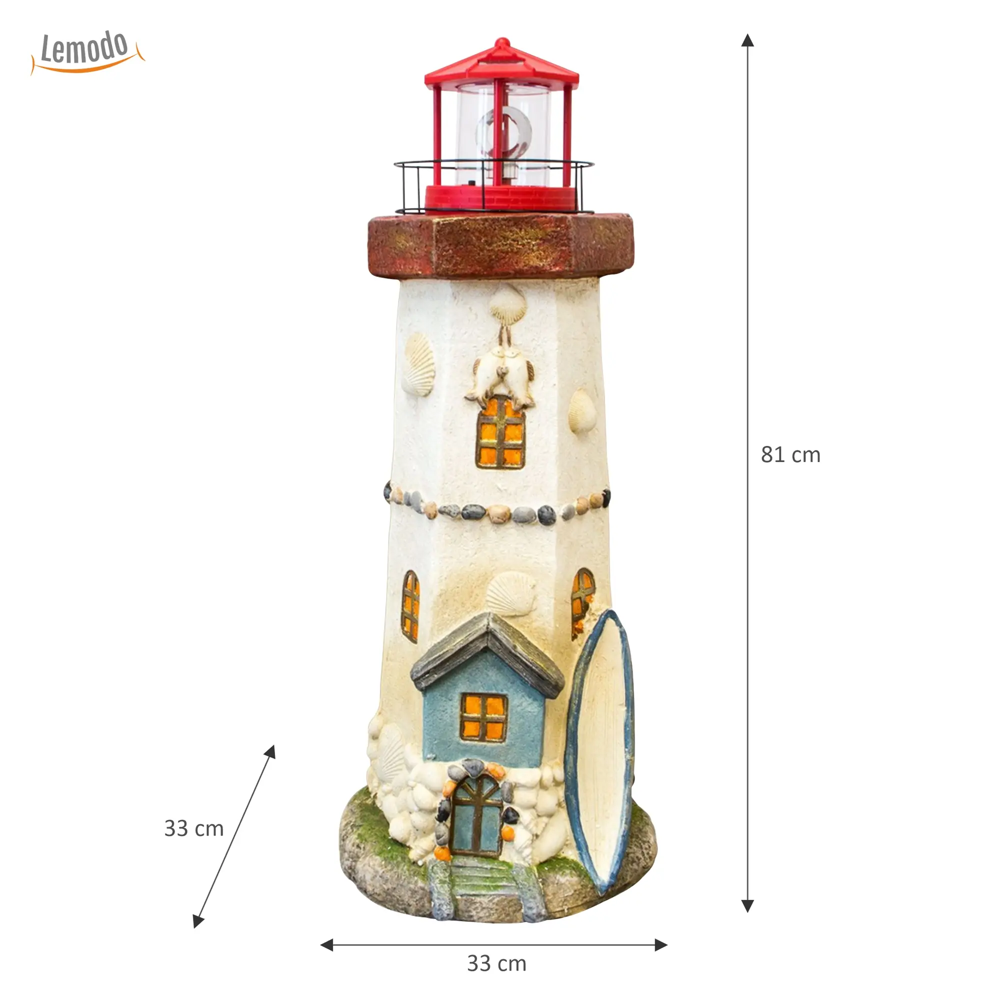 Leuchtturm mit Solar-Rundum-Leuchte, Gartendekoration HL006_R