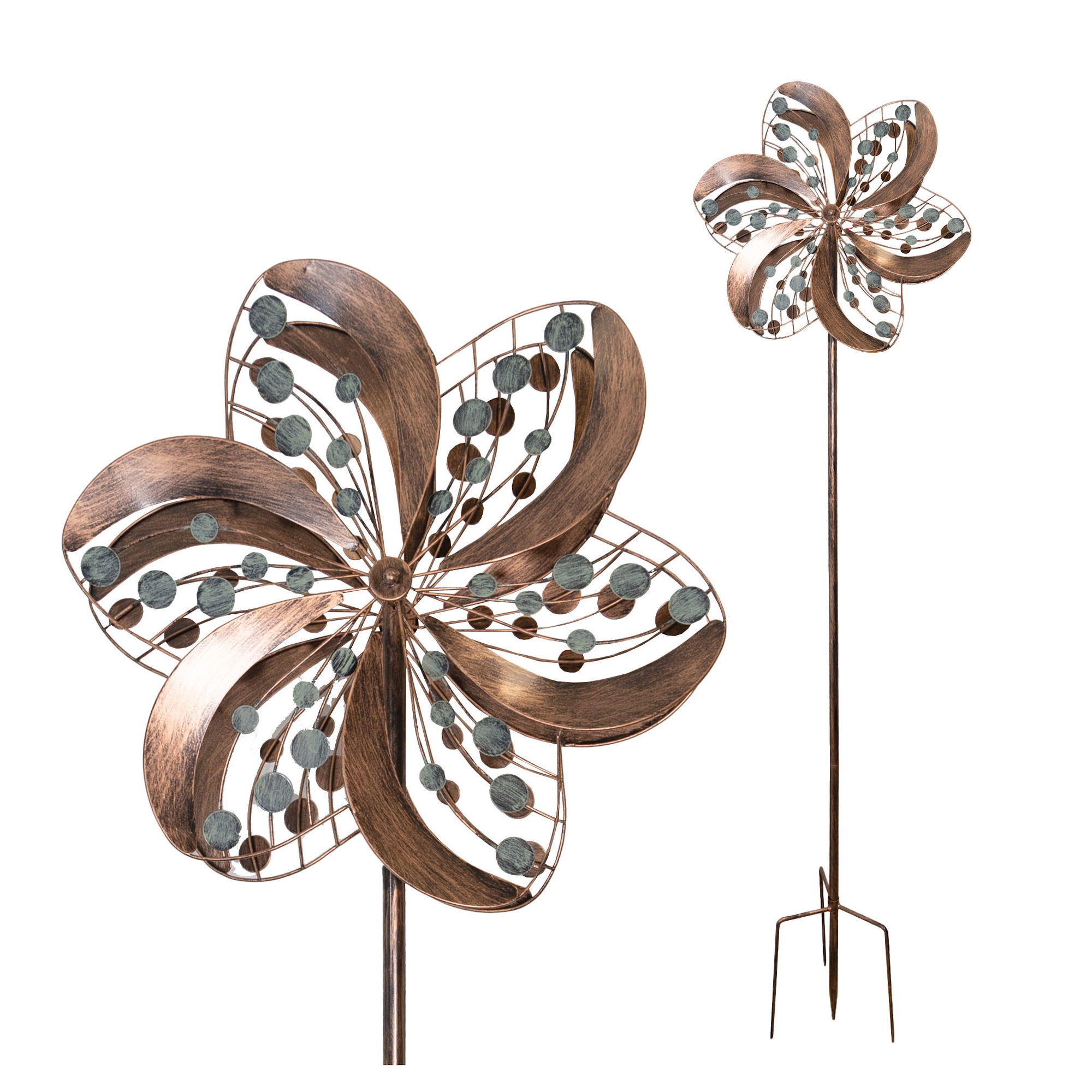 Windrad Blossom mit 2 gegenläufigen Propellern, Windspiel 213 cm hoch