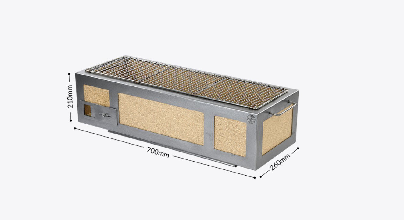 Kasai Konro Grill Long aus Edelstahl, Japanischer Holzkohlegrill Kasai Konro Grill Long aus Edelstahl, Japanischer Holzkohlegrill