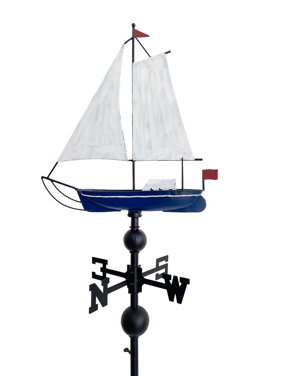 Windfahne mit Segelyacht, maritime Wetterfahne mit Bodenstecker, L-1042 L-1042