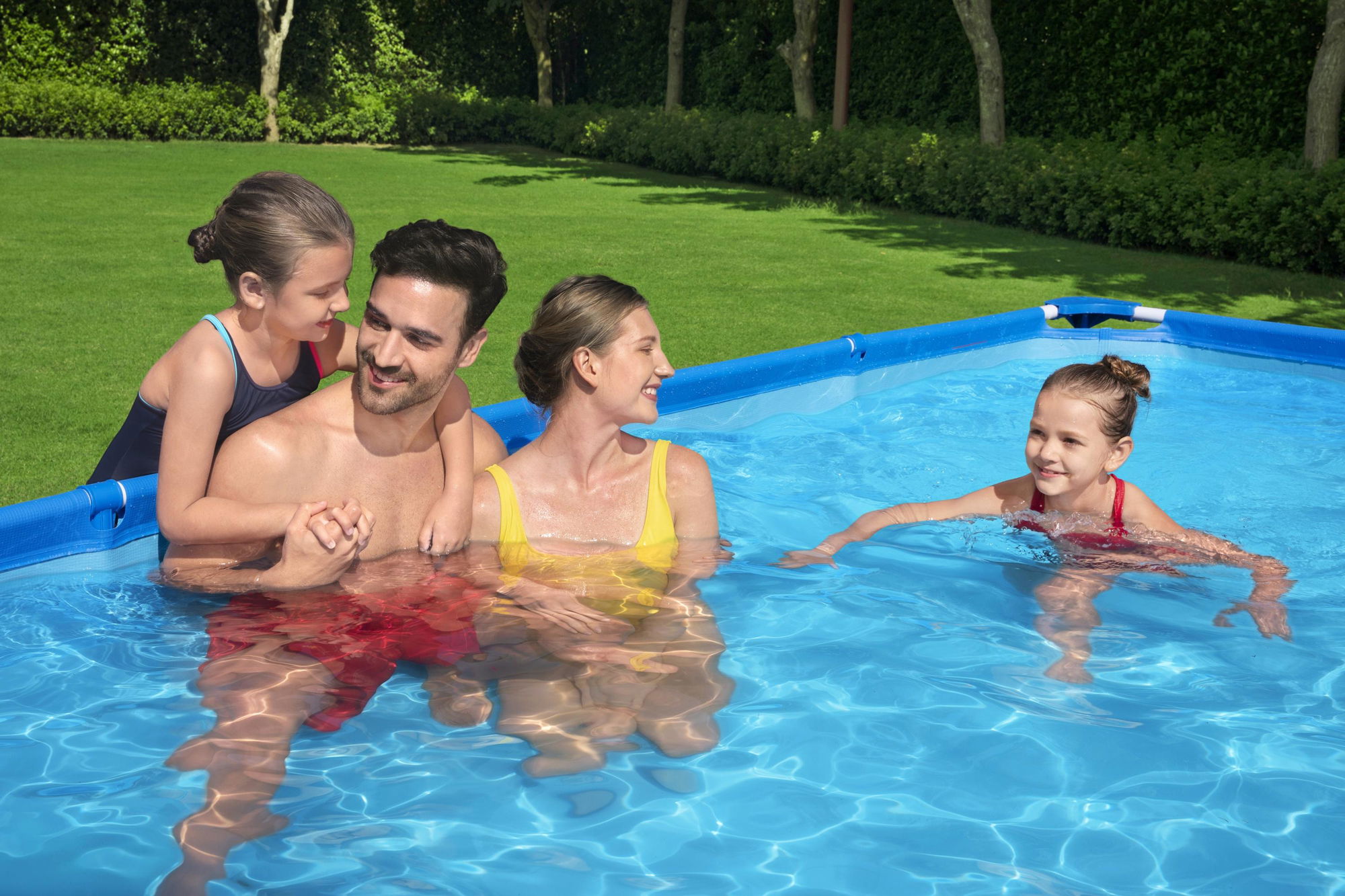 Bestway Steel Pro Frame Pool Set mit Poolpumpe 400 x 211 x 81 cm , dunkelblau, eckig SW:10011.2