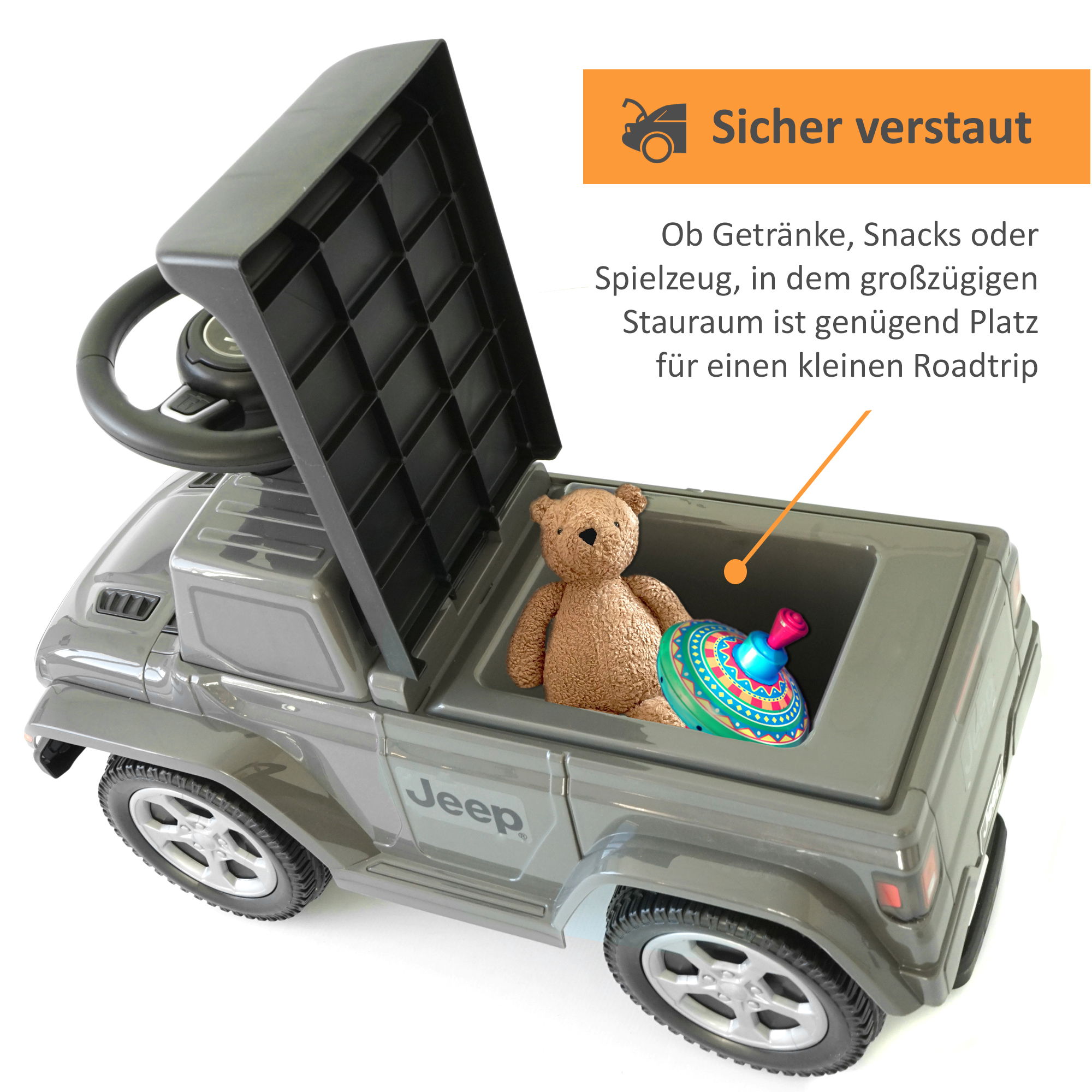 Rutschauto “Jeep” mit Funktionslenkrad, Rutschfahrzeug ab 18 Monaten PT011_GR Rutschauto “Jeep” mit Funktionslenkrad, Rutschfahrzeug ab 18 Monaten PT011_GR