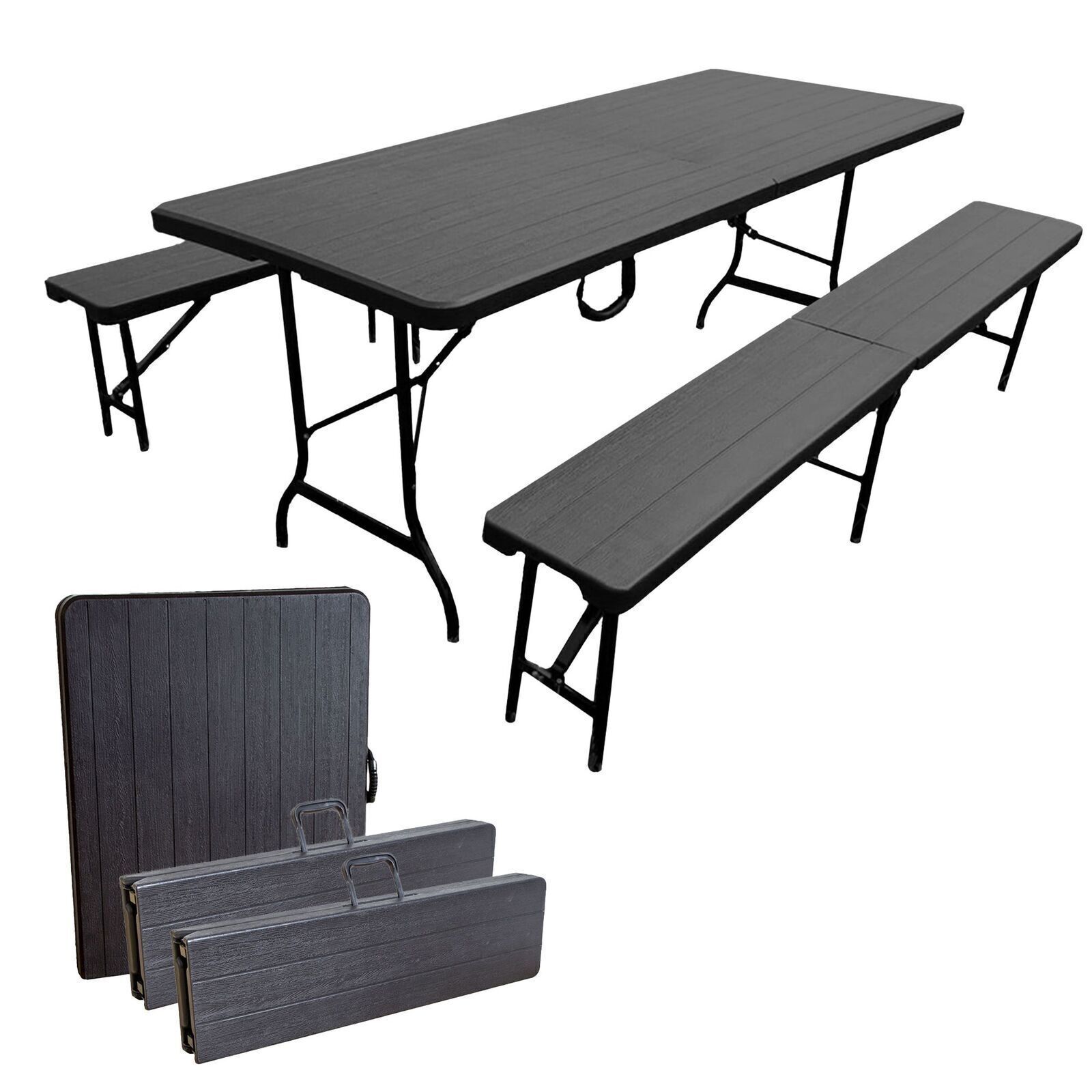 Bierzeltgarnitur Set mit 2x Bierbank und 1x Buffettisch, klappbare Biertischgarnitur TB013_SET