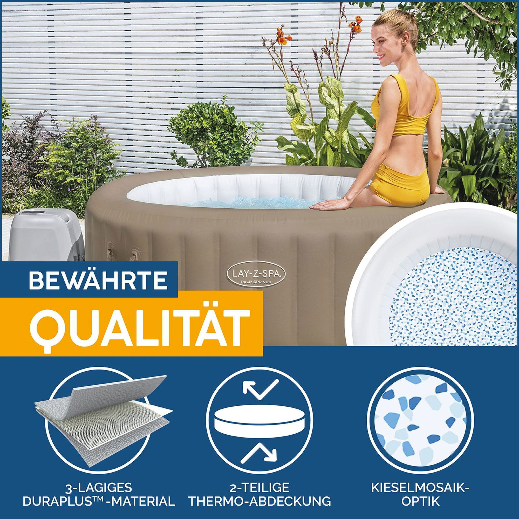 LAY-Z-SPA Palm Springs AirJet Whirlpool Ø 196 x 71 cm 6 Personen