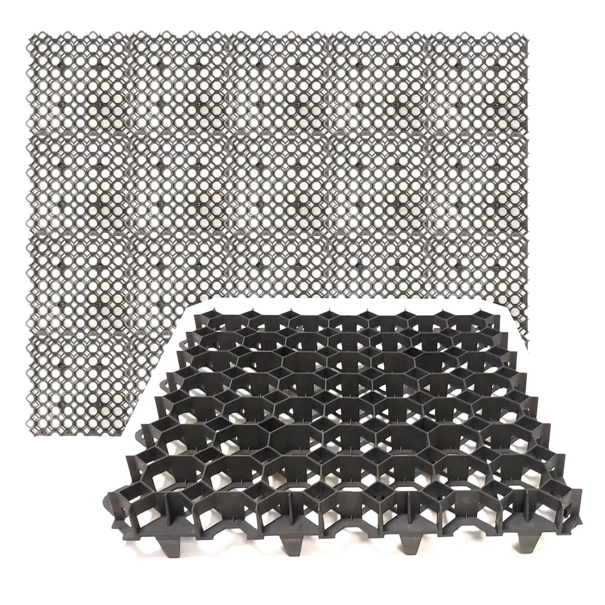 Rasengitter aus Kunststoff 50 x 50 cm, 20 Stk. Paddockplatten zur Bodenstabilisierung, schwarz NA231_20