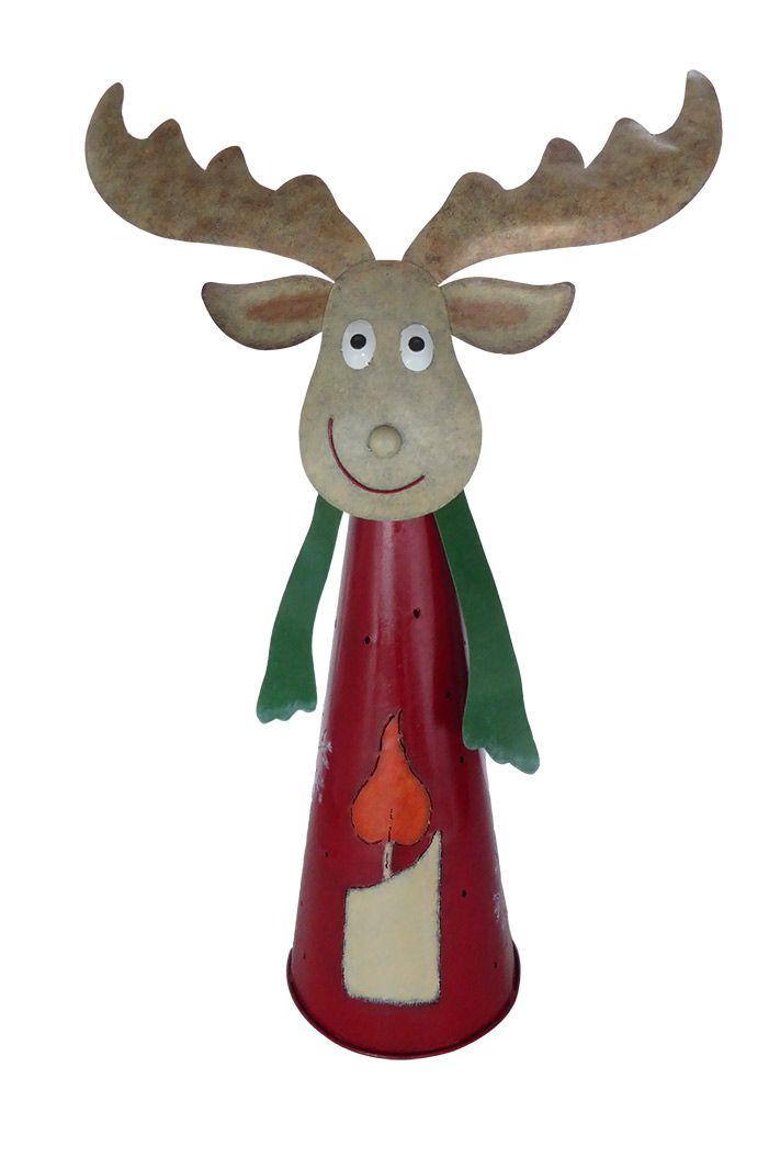 Gartenfigur Rentier stehend, 2-teilig, rot-grün, 87 x 60 x 25 cm MD-17832