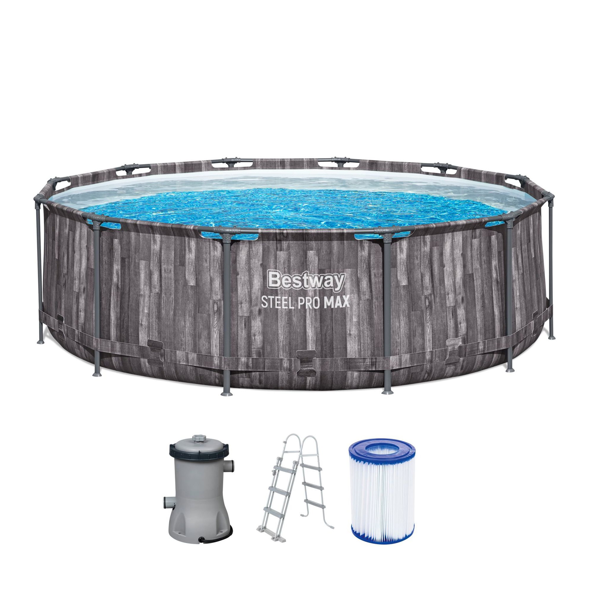 Bestway Steel Pro MAX Frame Pool-Set Ø 366 x 100 cm, Holz-Optik