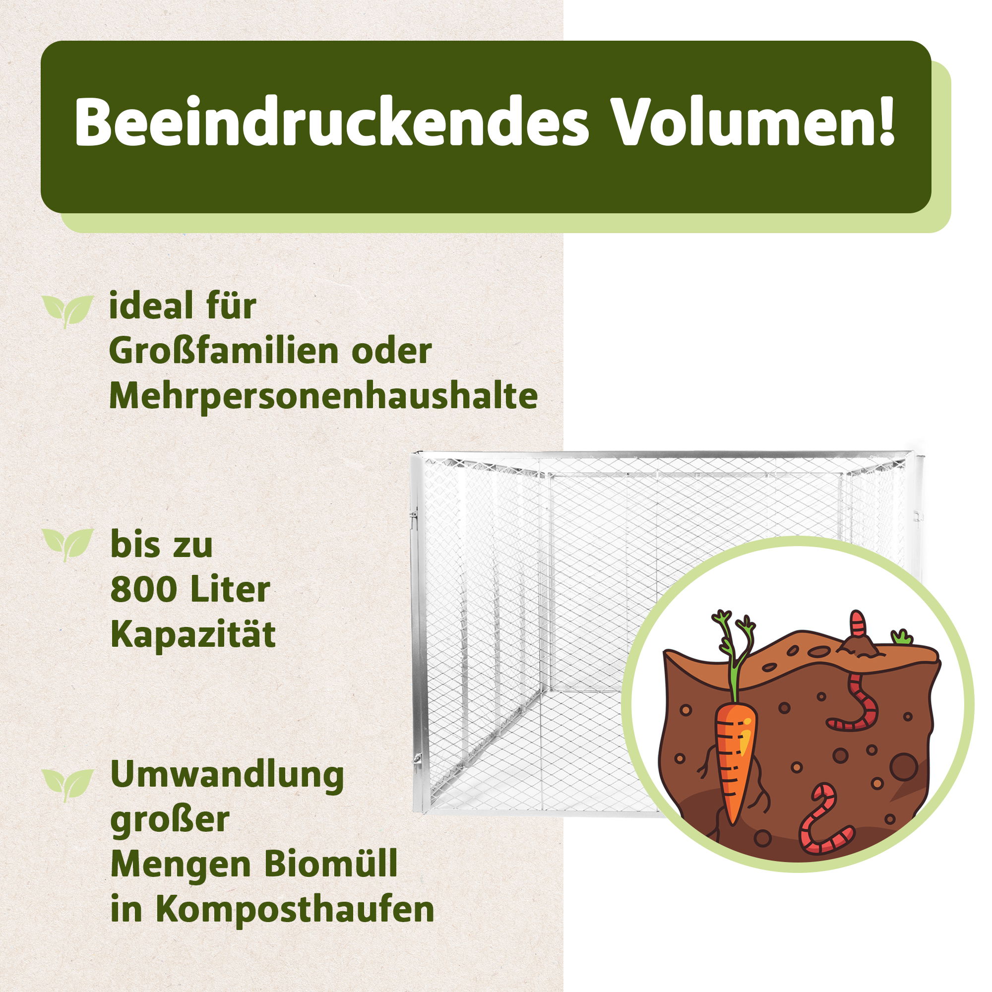 Komposter mit 800 Liter Volumen, Metallkomposter für den eigenen Kompost NA225 Komposter mit 800 Liter Volumen, Metallkomposter für den eigenen Kompost NA225