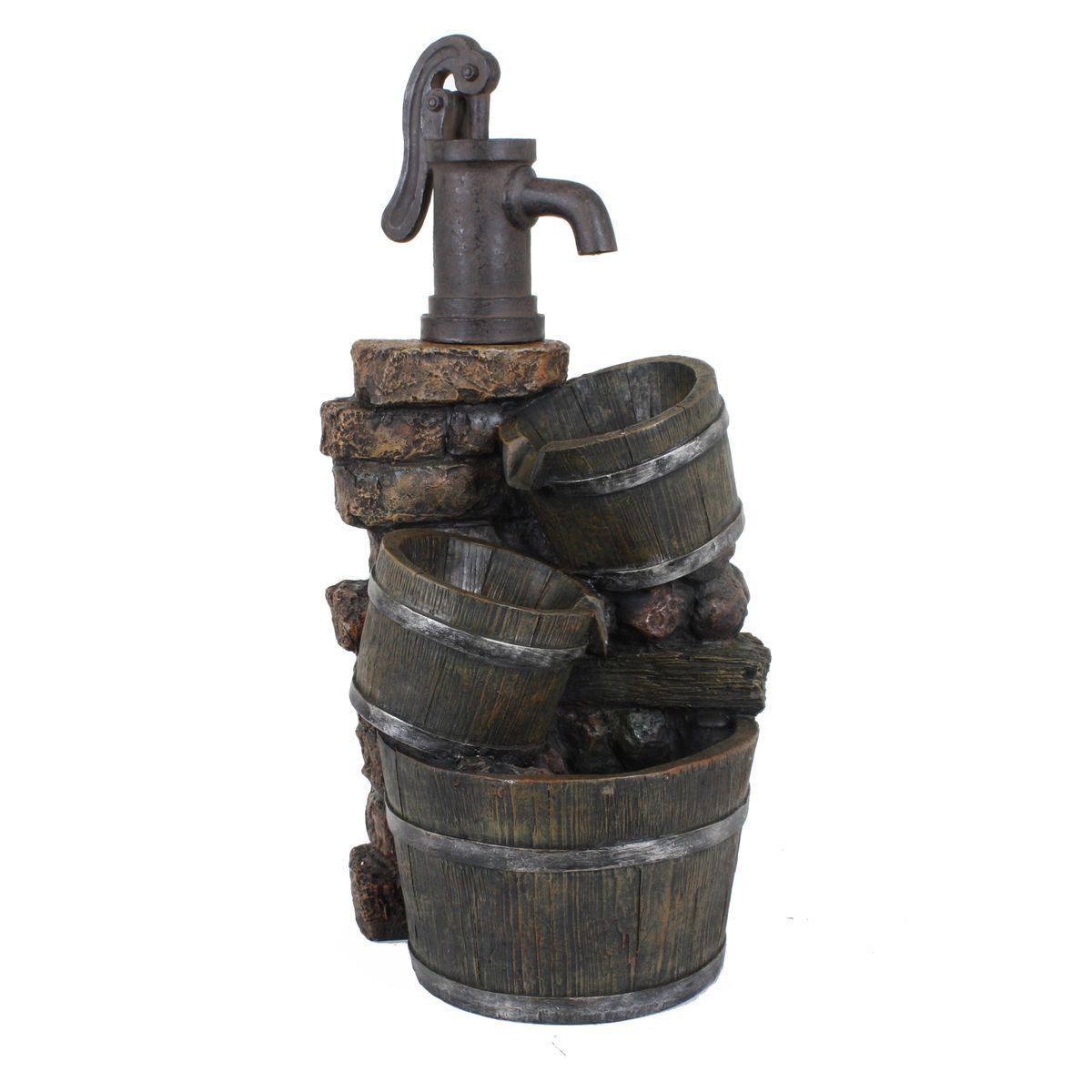 Brunnen in Holzoptik Venetien, inkl. Pumpe, Polyresin HI-318764