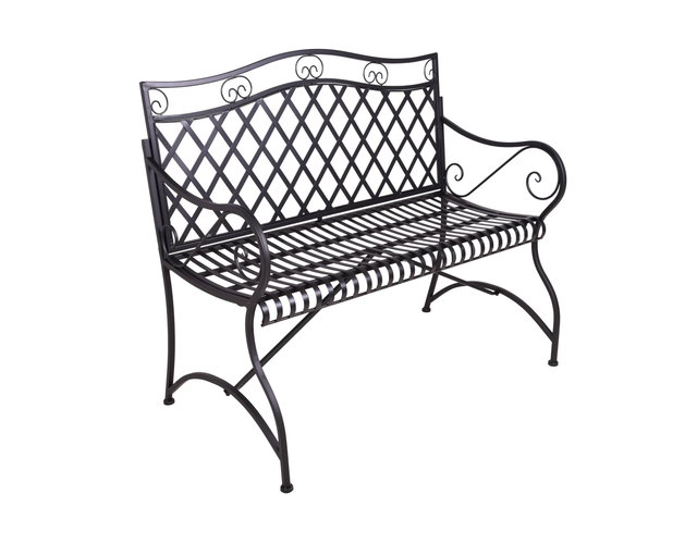Gartenbank Metall PORAK, 2 Sitzer mit Armlehnen in Schwarz matt