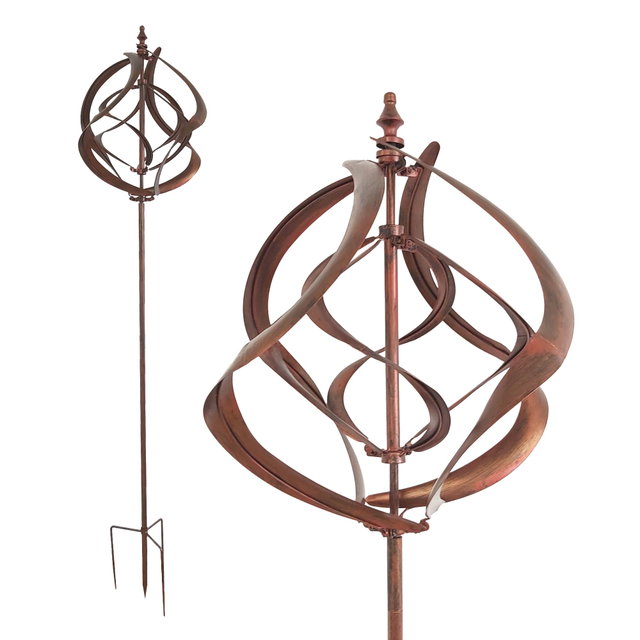 Großes Windspiel aus Metall mit 2 gegenläufigen Rotoren, kupferoptik, Gartendeko, 213 cm hoch NA201 Großes Windspiel aus Metall mit 2 gegenläufigen Rotoren, kupferoptik, Gartendeko, 213 cm hoch NA201